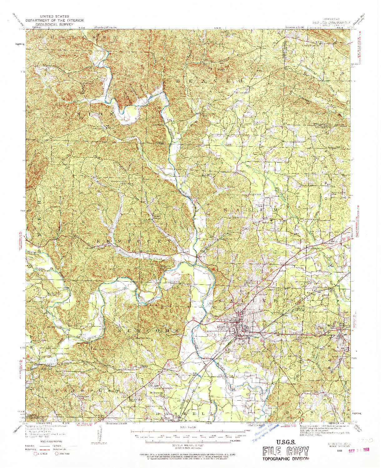 USGS 1:62500-SCALE QUADRANGLE FOR BENTON, AR 1938