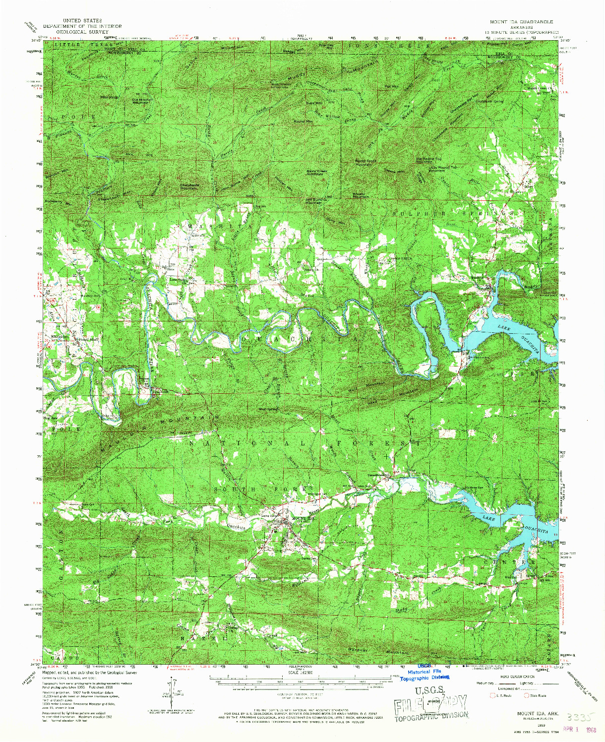 USGS 1:62500-SCALE QUADRANGLE FOR MOUNT IDA, AR 1959