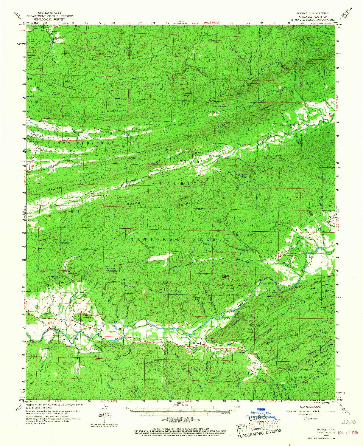 USGS 1:62500-SCALE QUADRANGLE FOR PARKS, AR 1960