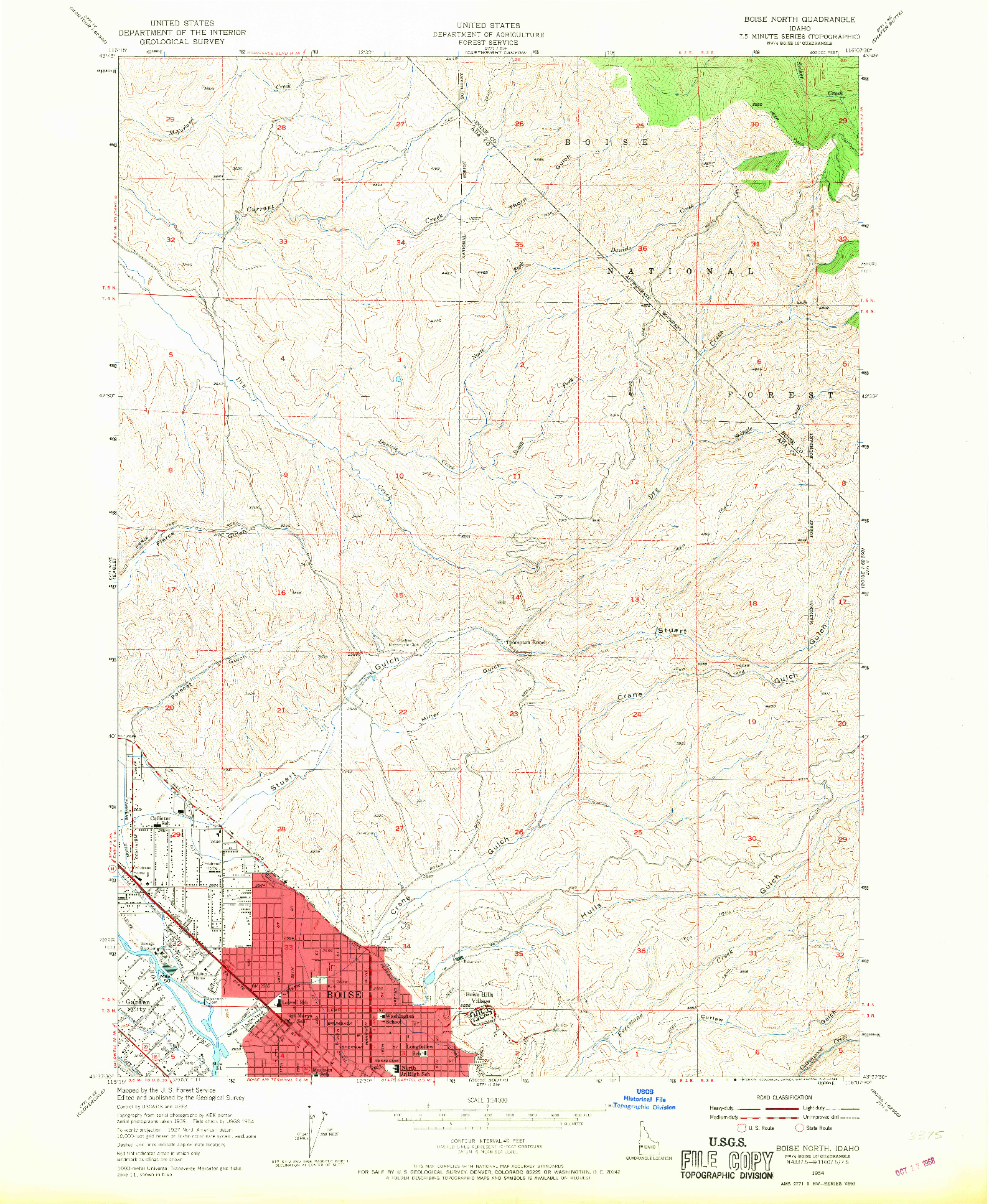 USGS 1:24000-SCALE QUADRANGLE FOR BOISE NORTH, ID 1954