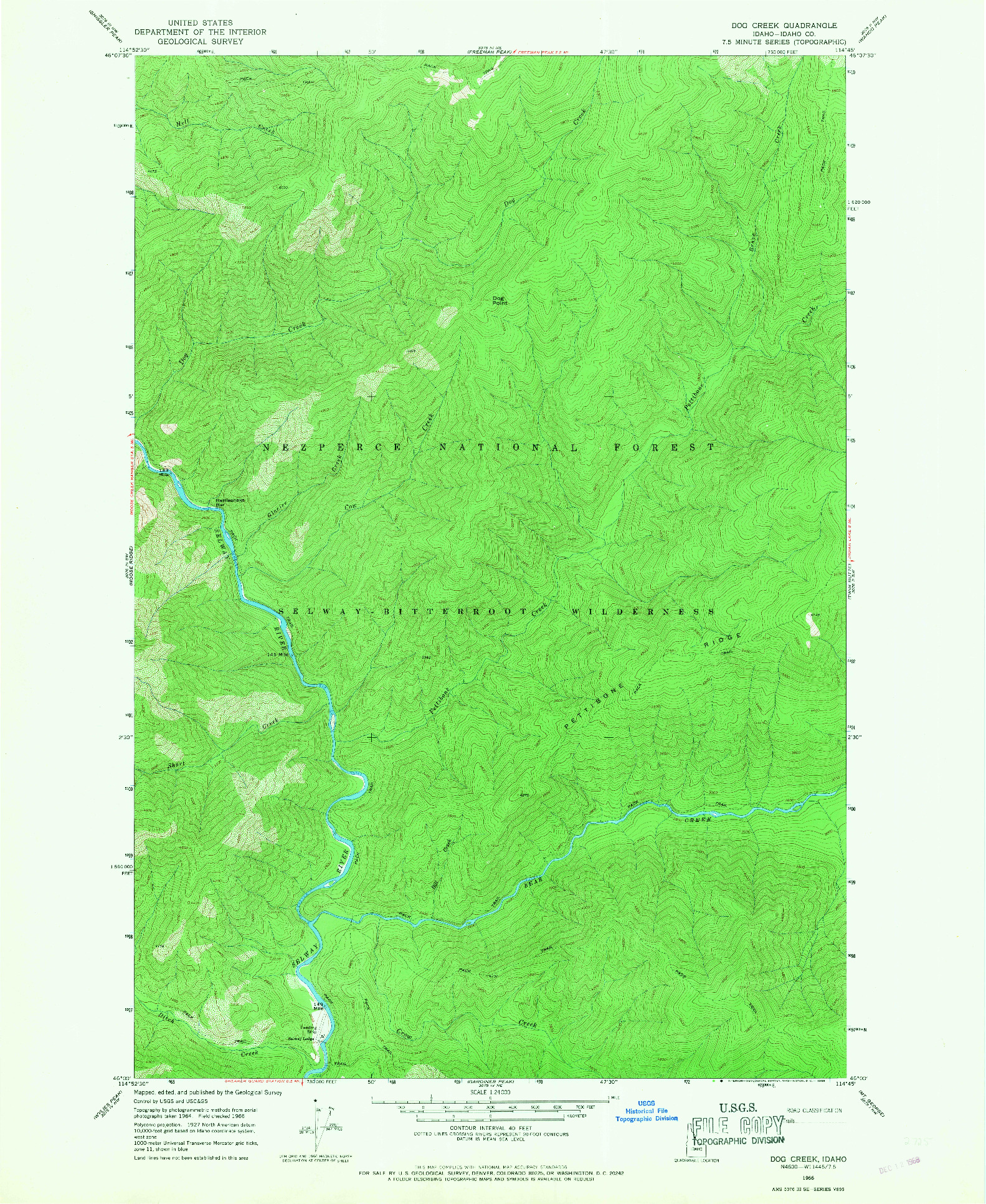 USGS 1:24000-SCALE QUADRANGLE FOR DOG CREEK, ID 1966