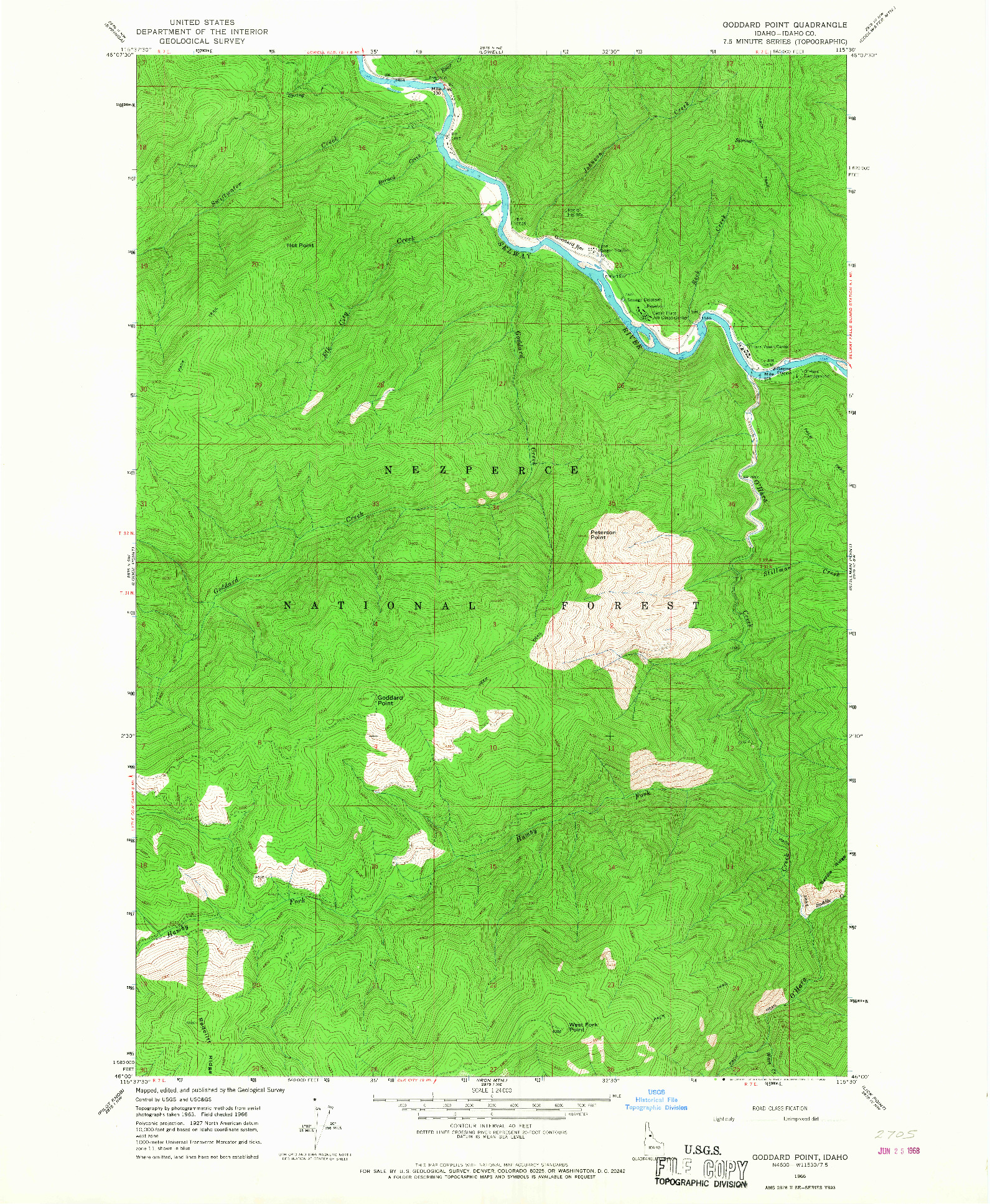 USGS 1:24000-SCALE QUADRANGLE FOR GODDARD POINT, ID 1966