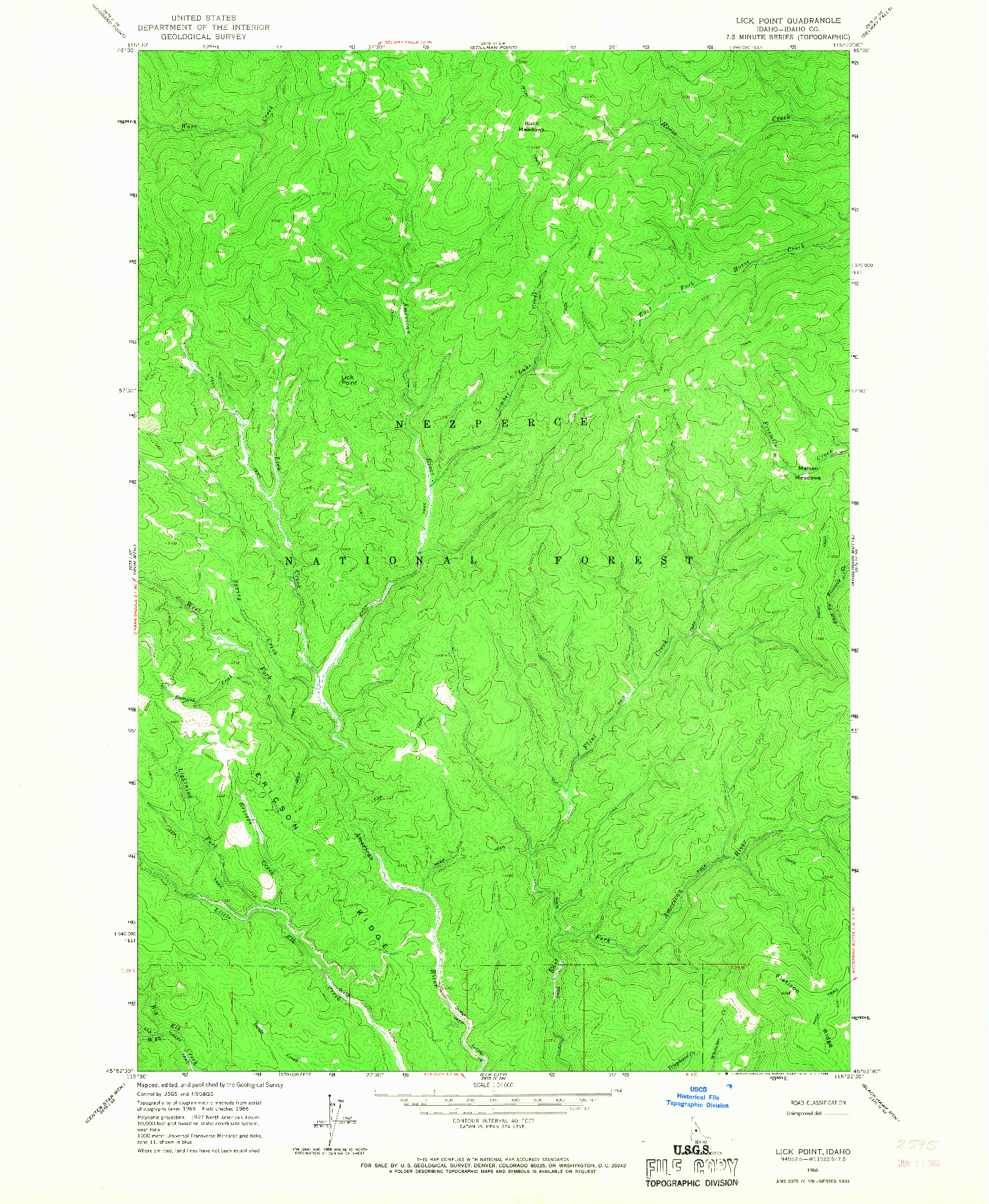 USGS 1:24000-SCALE QUADRANGLE FOR LICK POINT, ID 1966