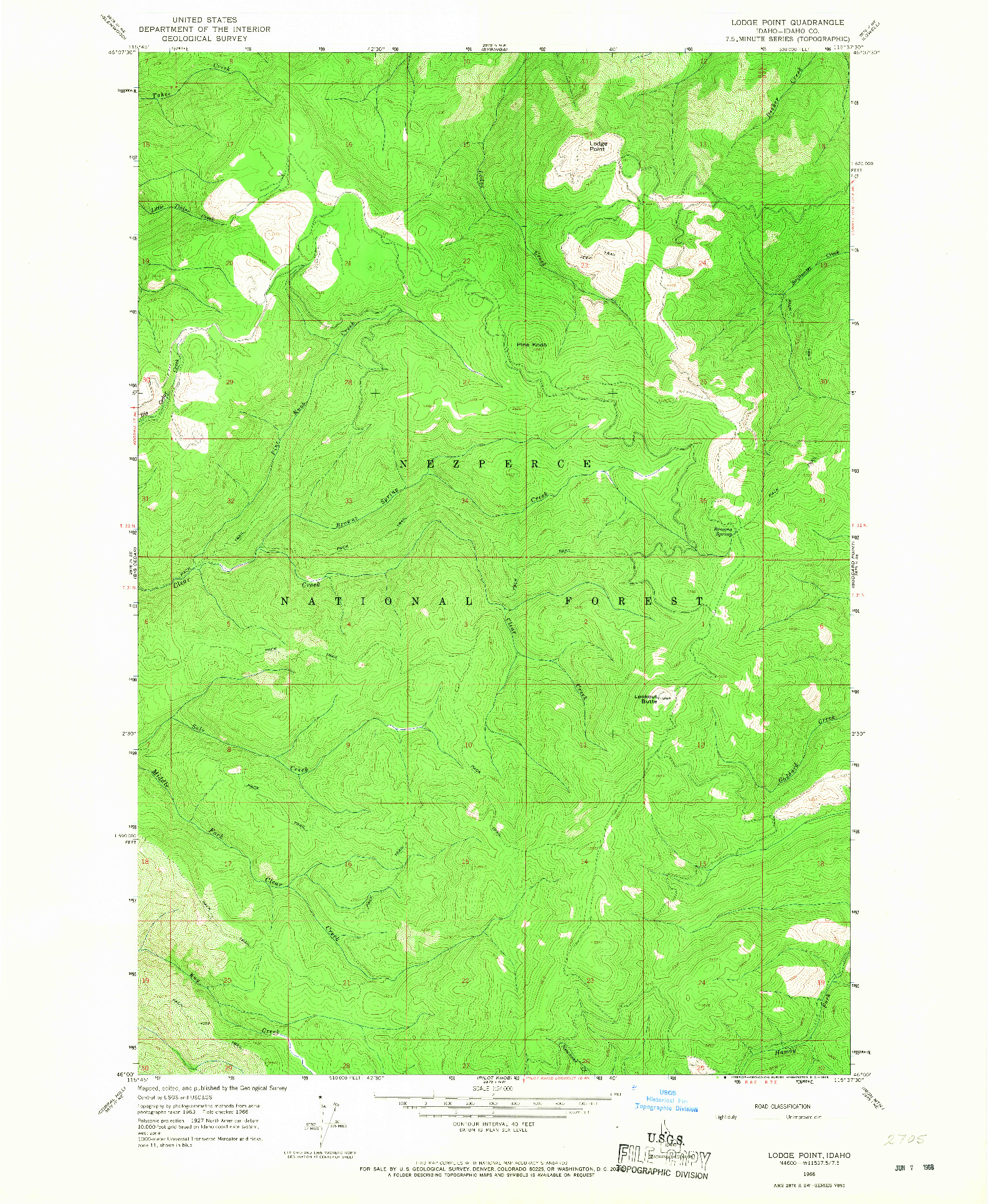 USGS 1:24000-SCALE QUADRANGLE FOR LODGE POINT, ID 1966