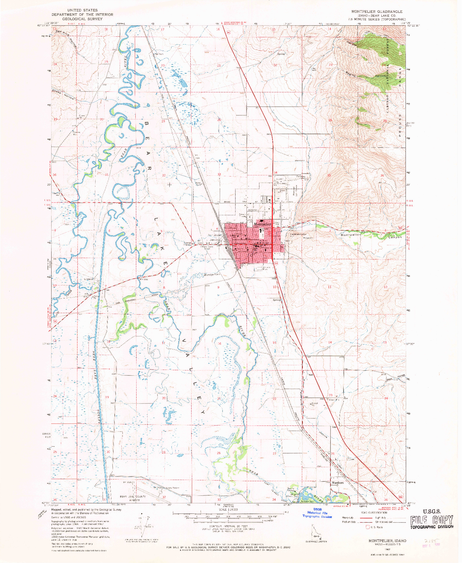 USGS 1:24000-SCALE QUADRANGLE FOR MONTPELIER, ID 1967