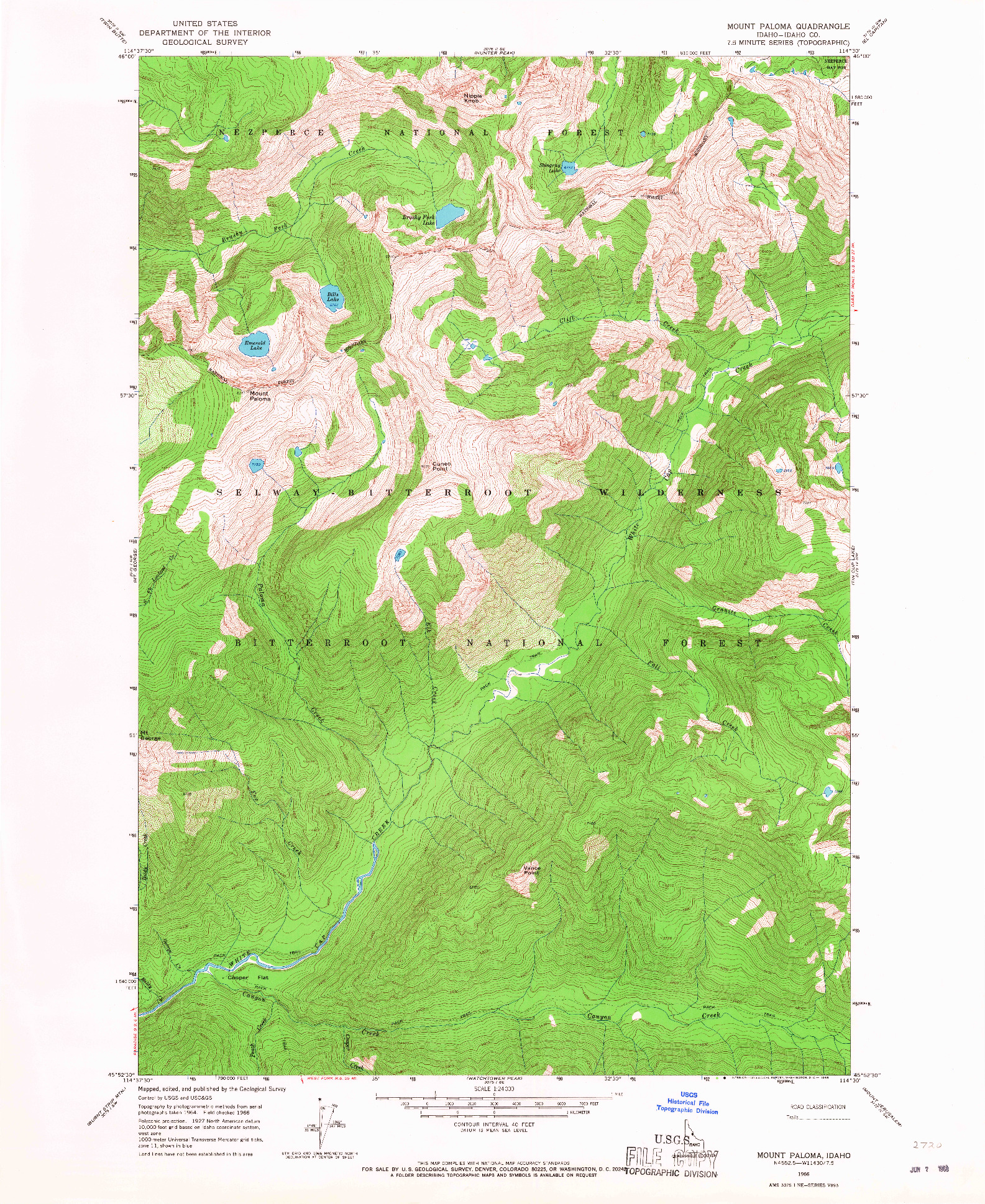 USGS 1:24000-SCALE QUADRANGLE FOR MOUNT PALOMA, ID 1966