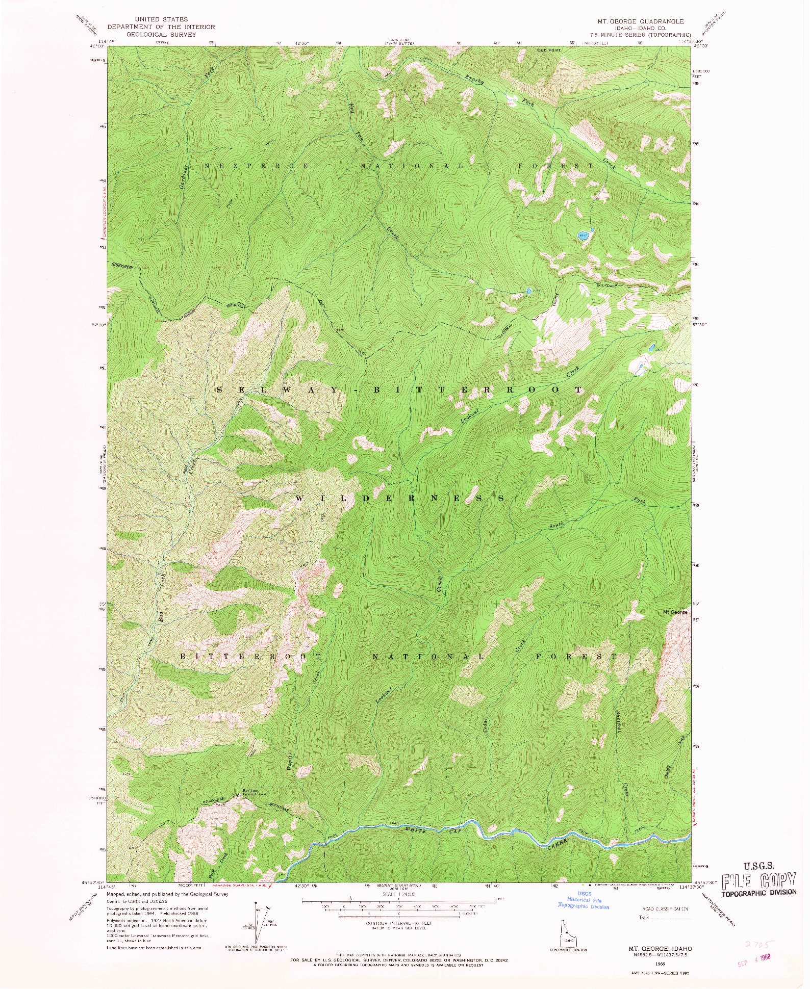 USGS 1:24000-SCALE QUADRANGLE FOR MT GEORGE, ID 1966