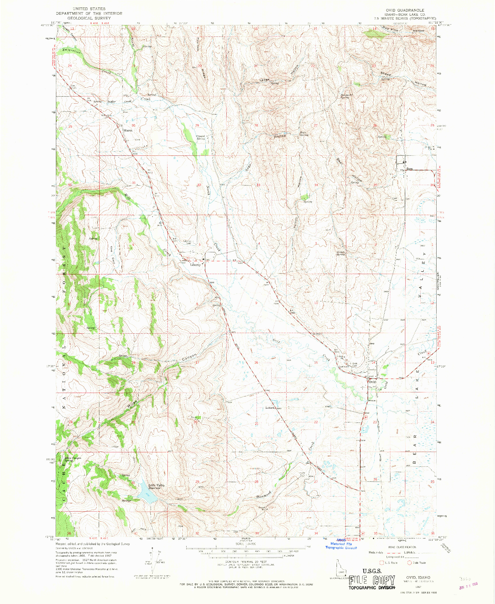 USGS 1:24000-SCALE QUADRANGLE FOR OVID, ID 1967