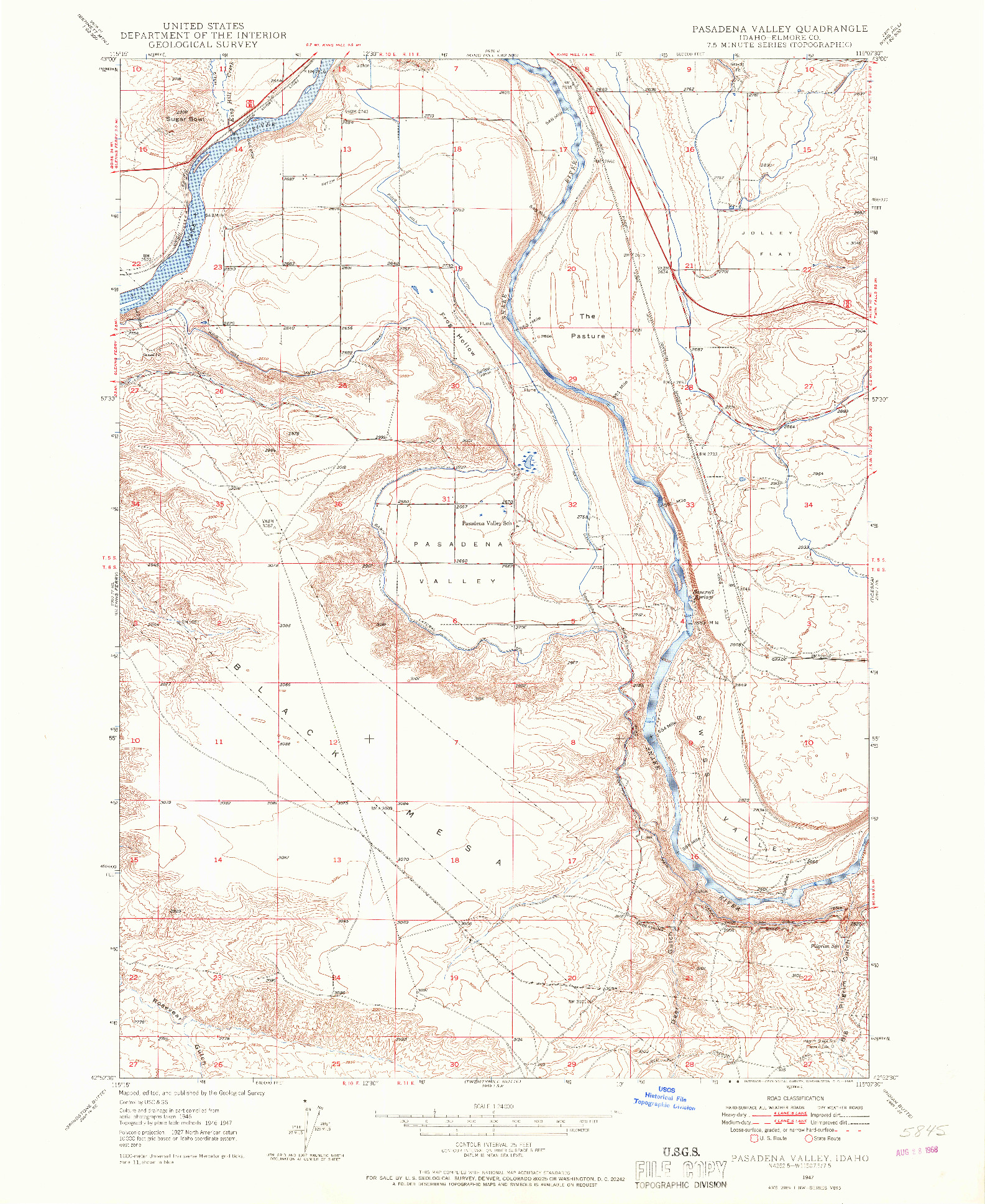USGS 1:24000-SCALE QUADRANGLE FOR PASADENA VALLEY, ID 1947