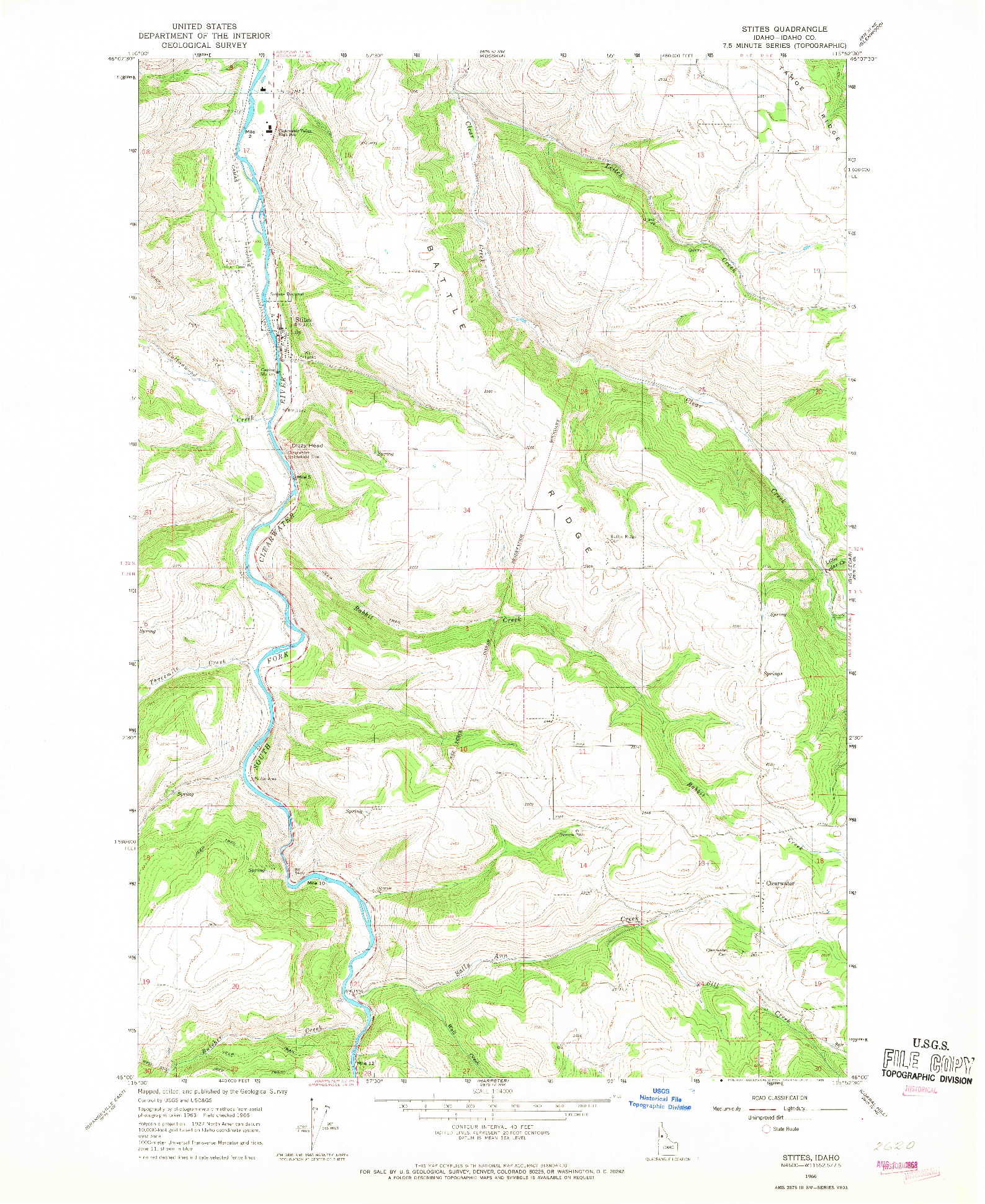 USGS 1:24000-SCALE QUADRANGLE FOR STITES, ID 1966