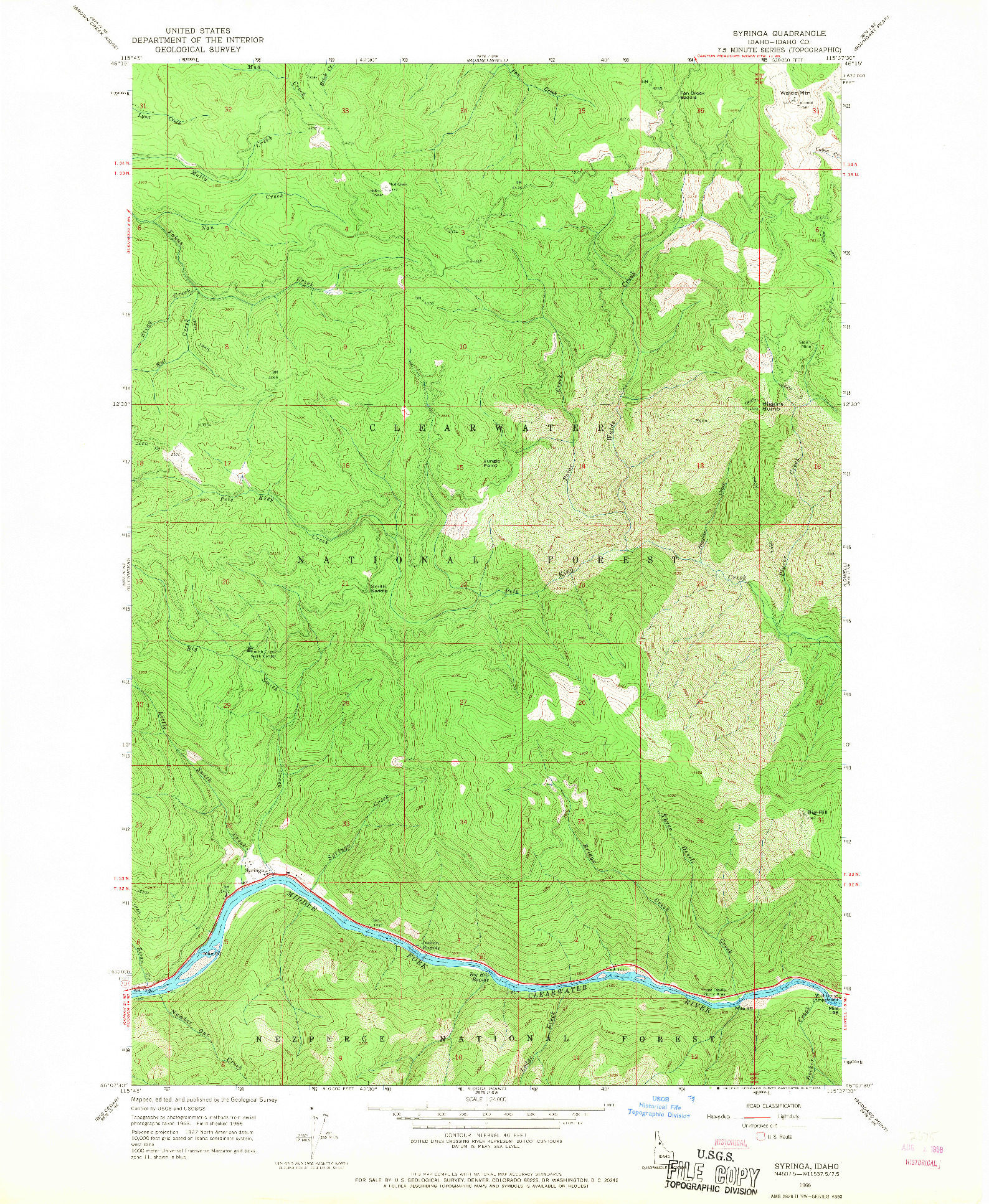 USGS 1:24000-SCALE QUADRANGLE FOR SYRINGA, ID 1966