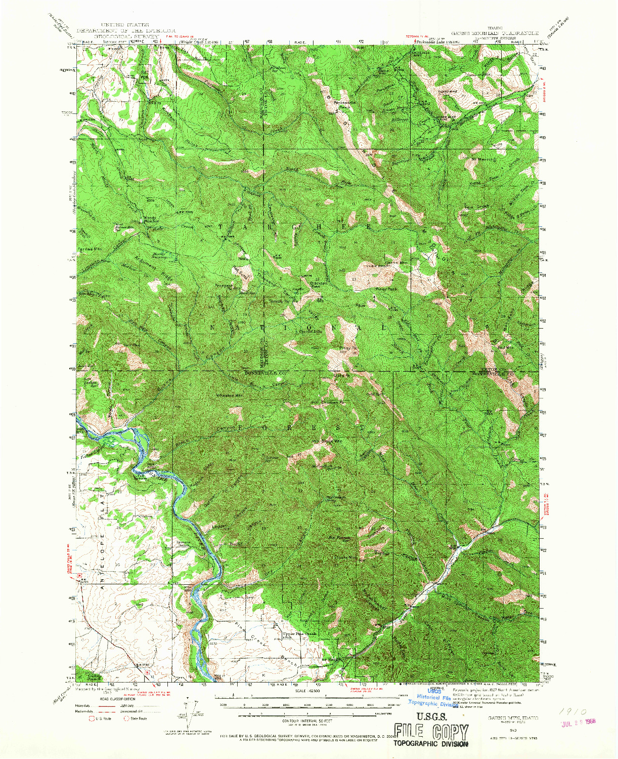 USGS 1:62500-SCALE QUADRANGLE FOR GARNS MTN, ID 1943