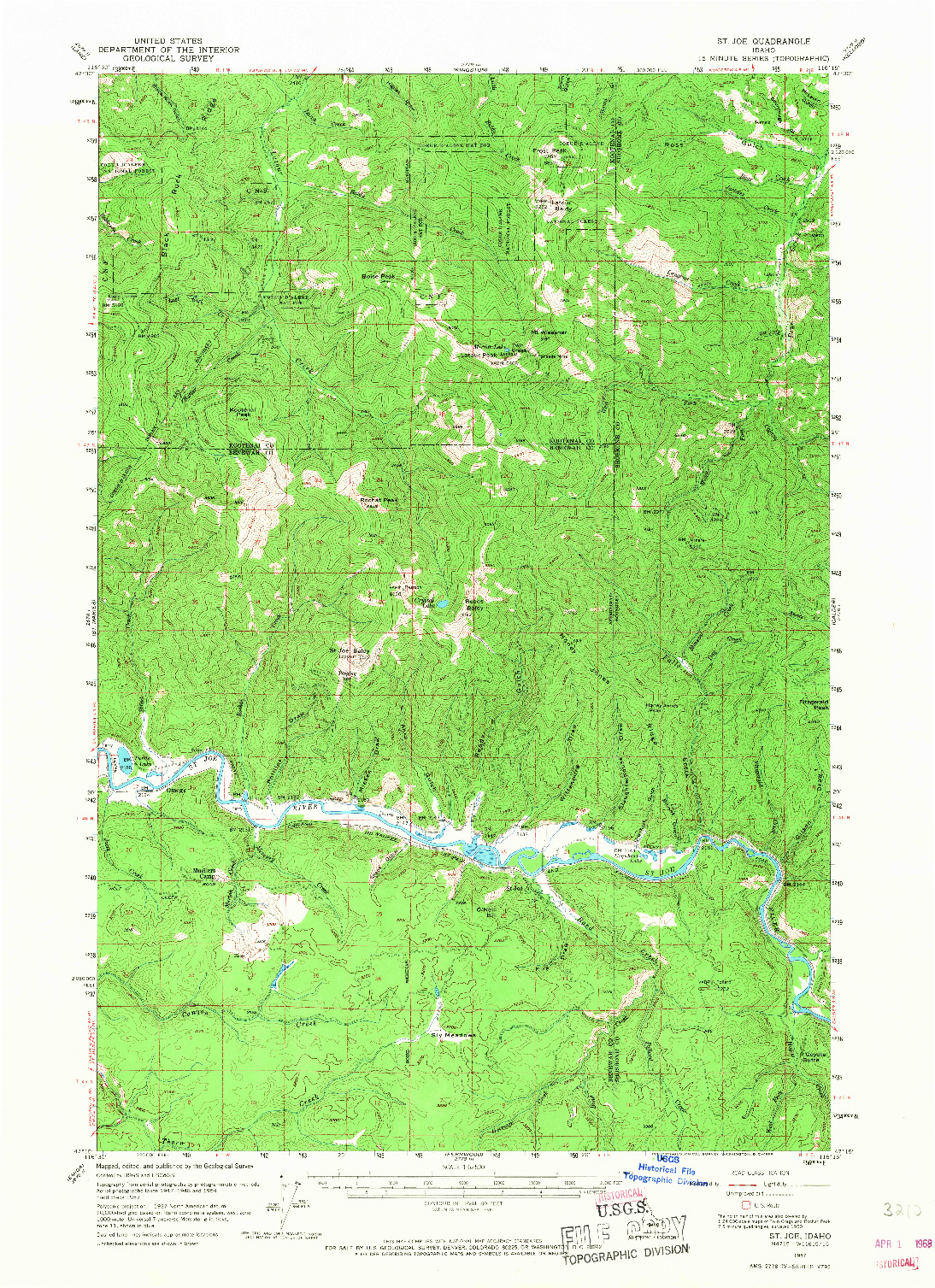 USGS 1:62500-SCALE QUADRANGLE FOR ST. JOE, ID 1957