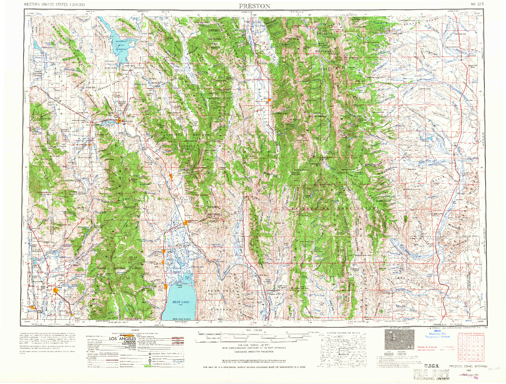 USGS 1:250000-SCALE QUADRANGLE FOR PRESTON, ID 1955