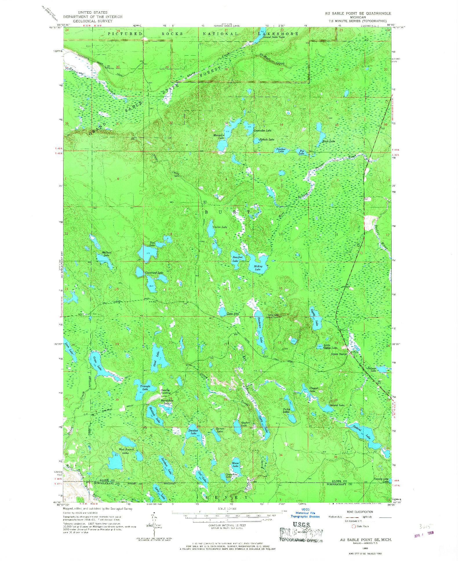 USGS 1:24000-SCALE QUADRANGLE FOR AU SABLE POINT SE, MI 1966