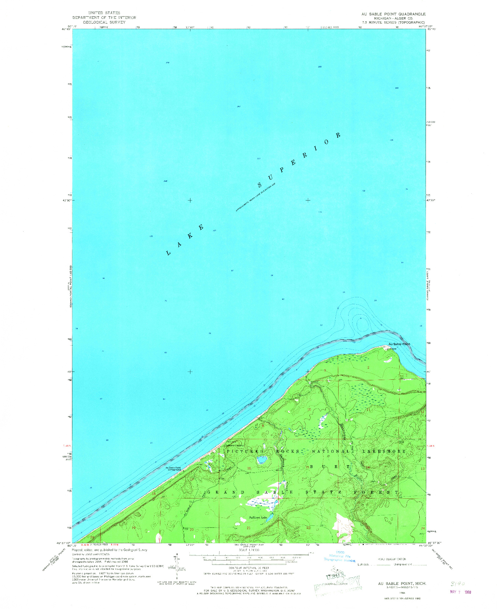 USGS 1:24000-SCALE QUADRANGLE FOR AU SABLE POINT, MI 1966