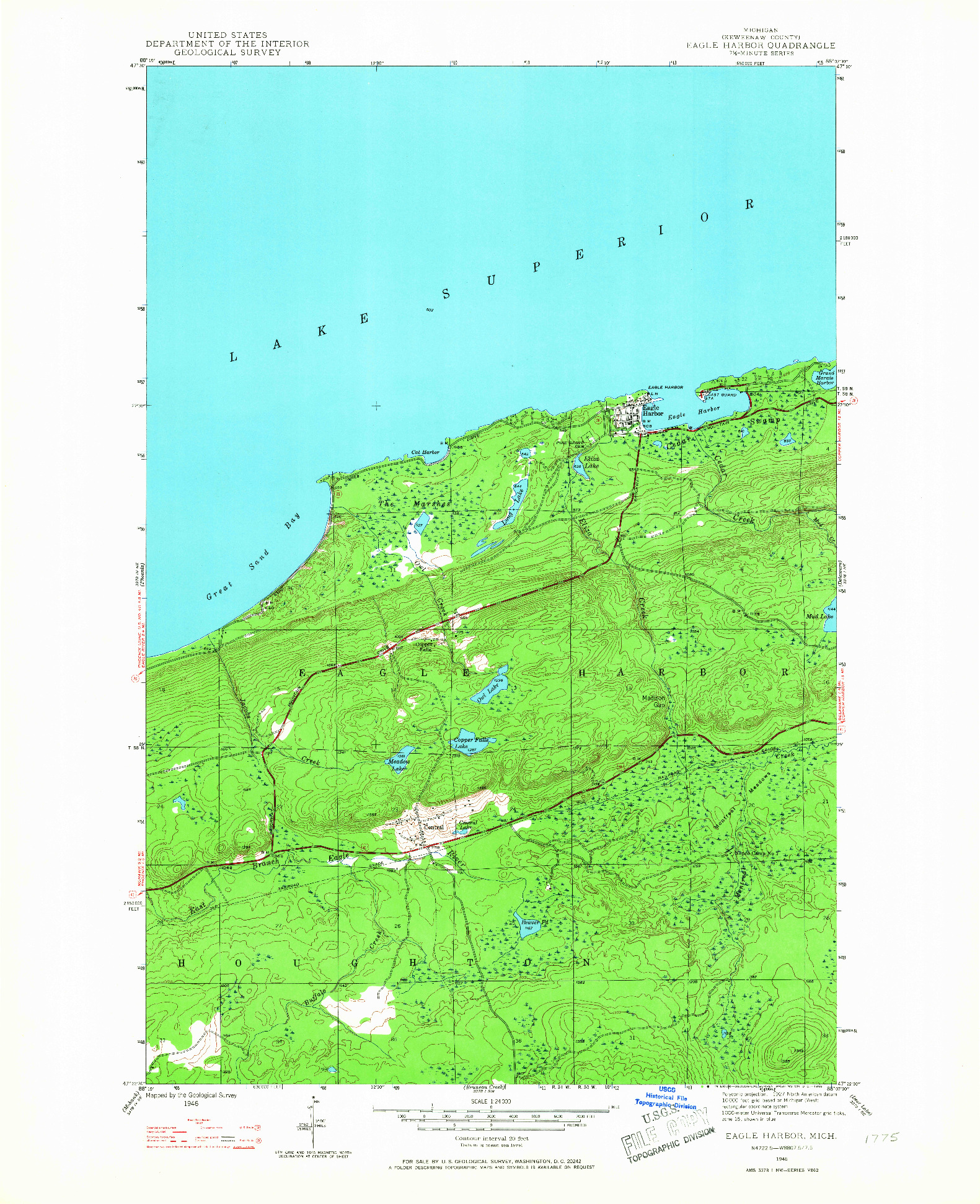 USGS 1:24000-SCALE QUADRANGLE FOR EAGLE HARBOR, MI 1946