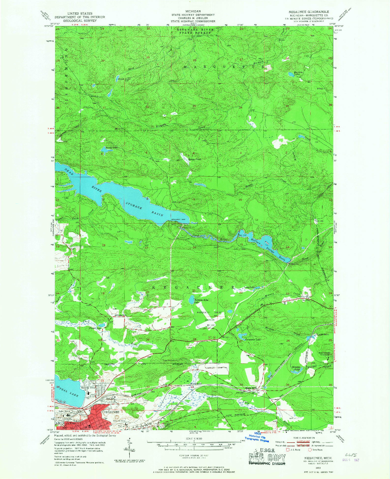 USGS 1:24000-SCALE QUADRANGLE FOR NEGAUNEE, MI 1953