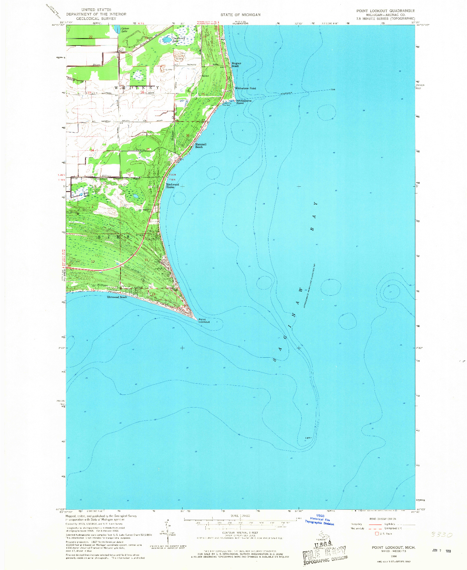 USGS 1:24000-SCALE QUADRANGLE FOR POINT LOOKOUT, MI 1966