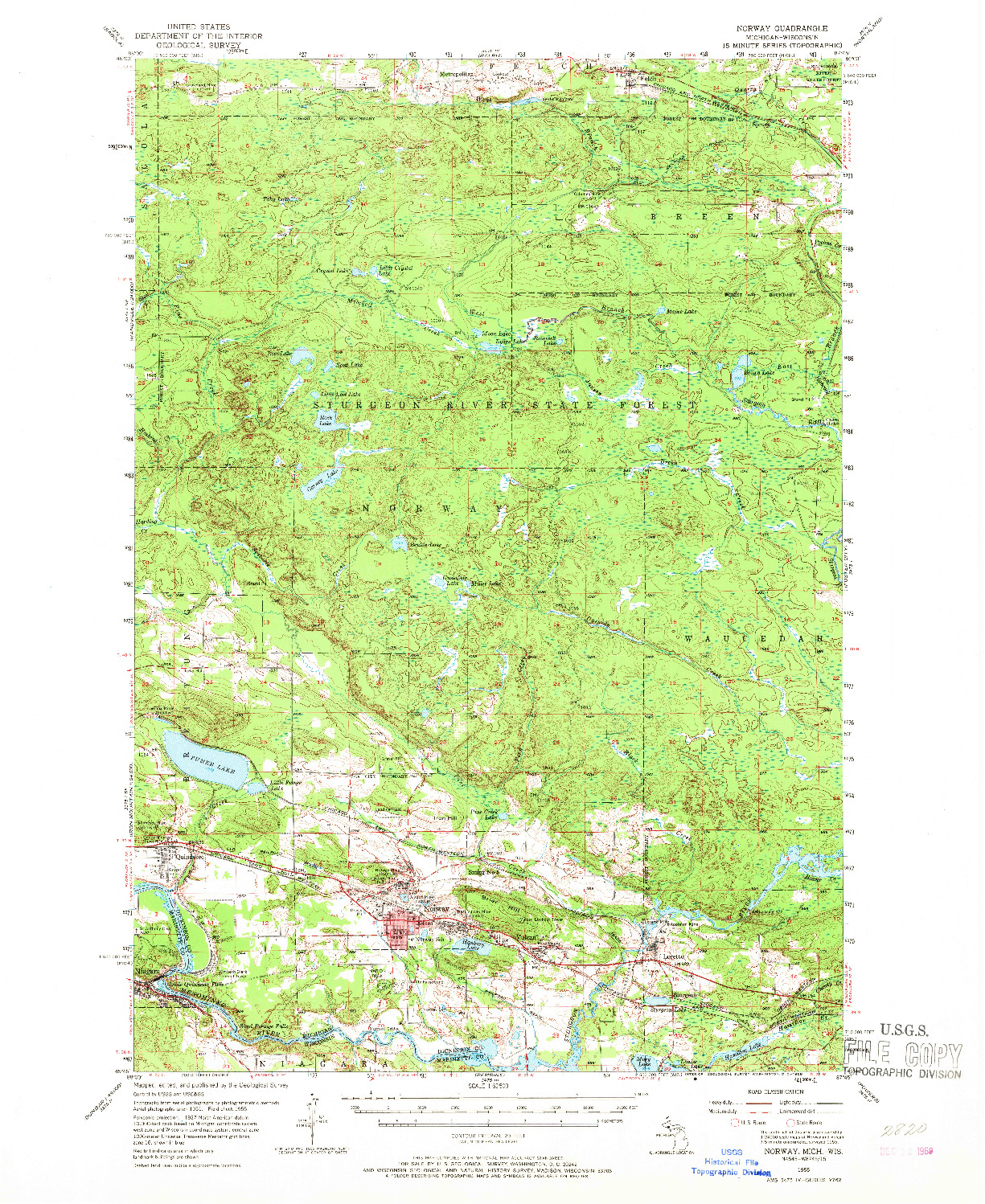 USGS 1:62500-SCALE QUADRANGLE FOR NORWAY, MI 1955