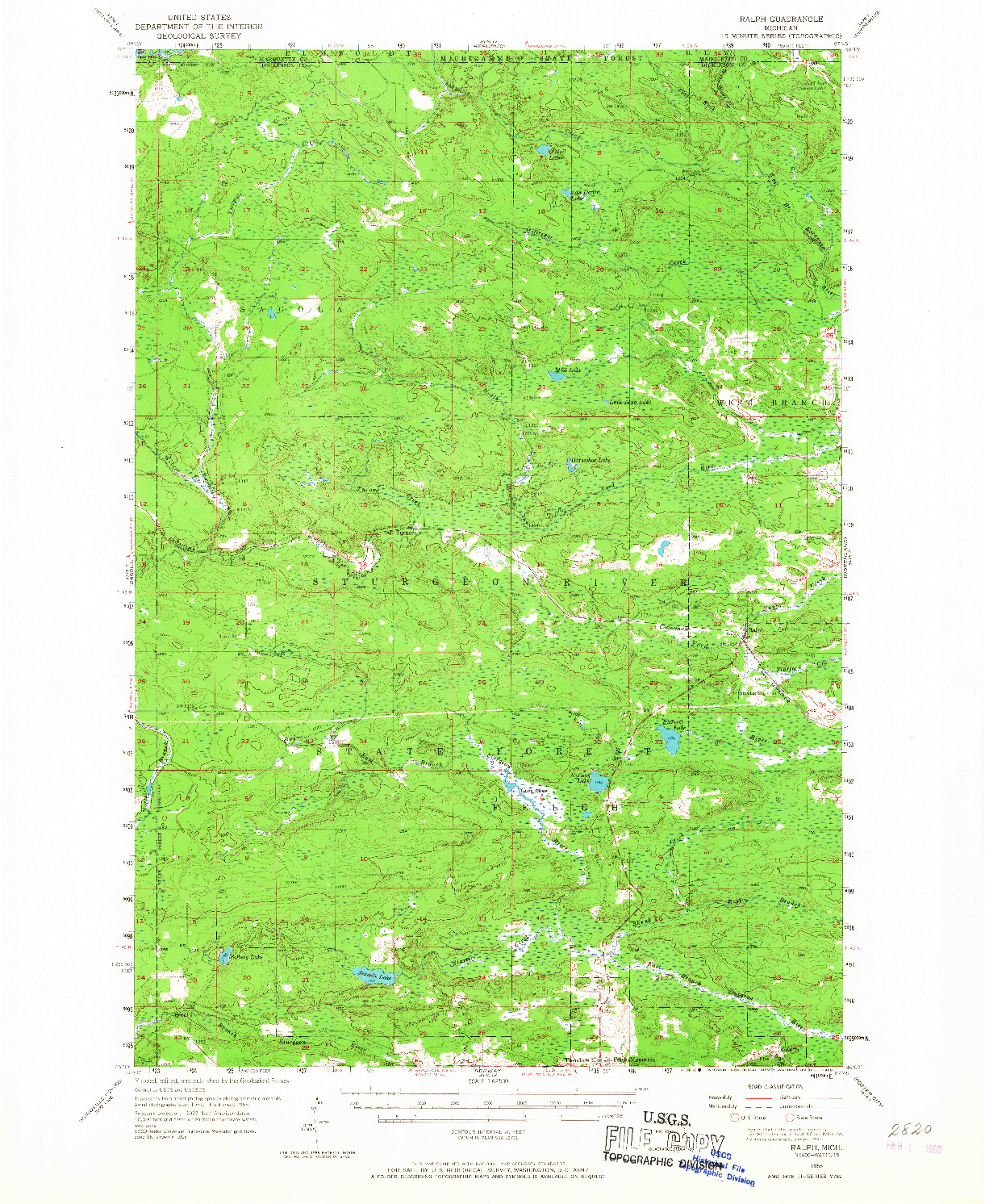 USGS 1:62500-SCALE QUADRANGLE FOR RALPH, MI 1955