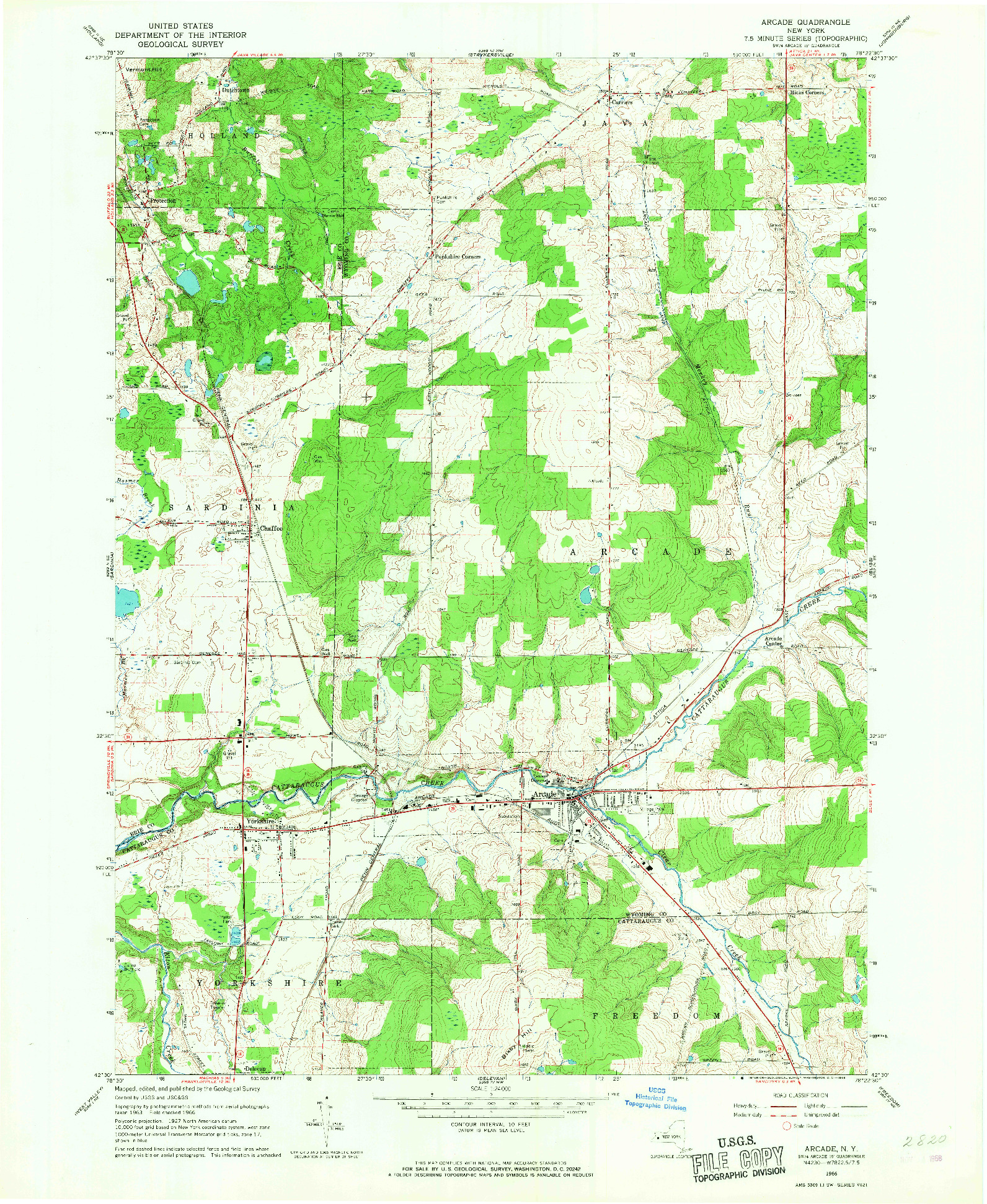 USGS 1:24000-SCALE QUADRANGLE FOR ARCADE, NY 1966