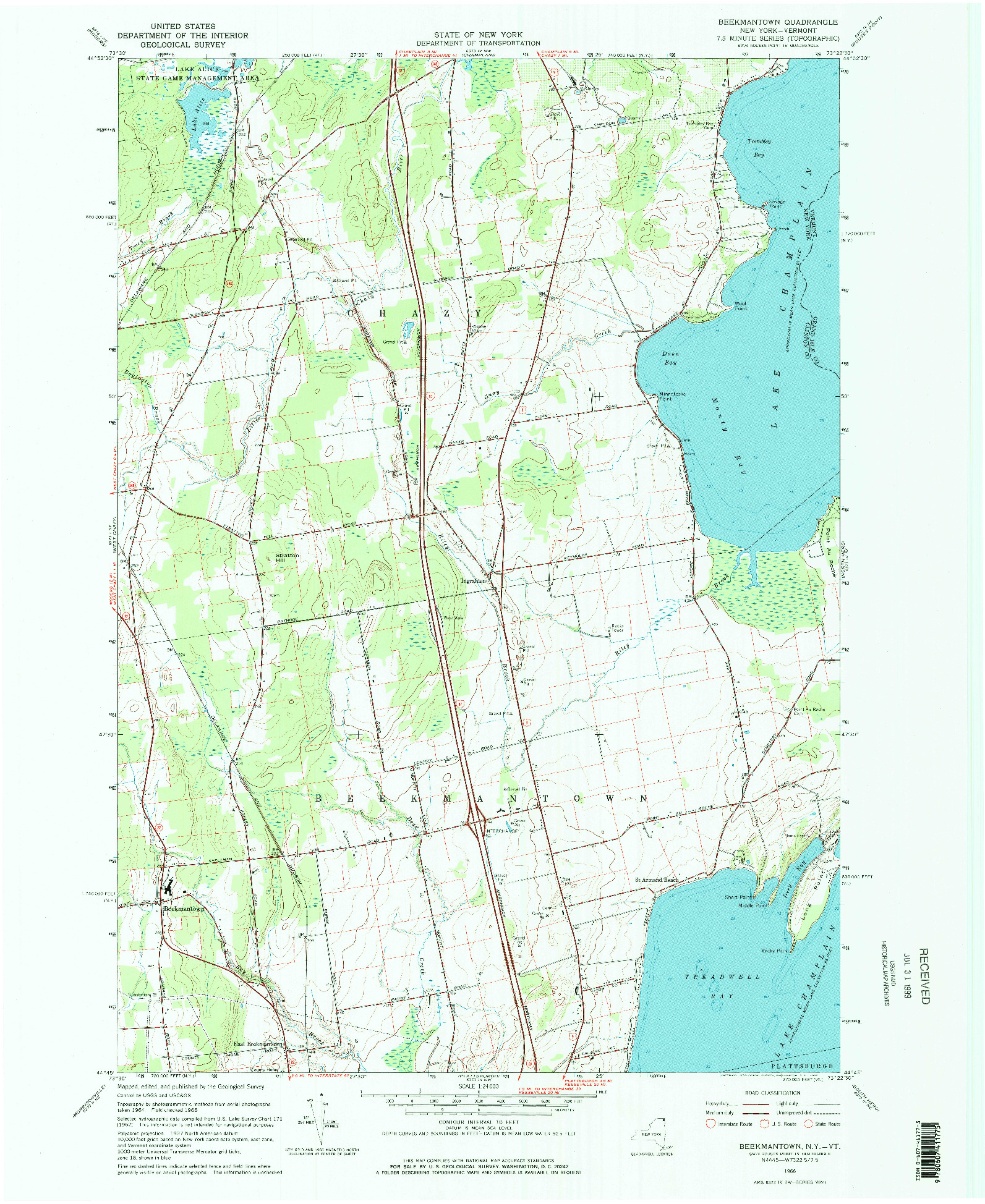 USGS 1:24000-SCALE QUADRANGLE FOR BEEKMANTOWN, NY 1966