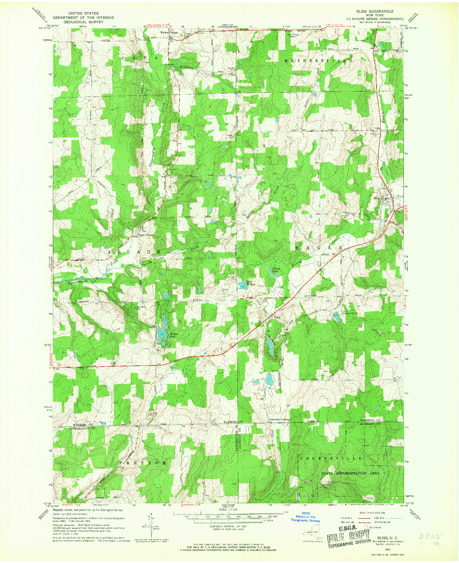 USGS 1:24000-SCALE QUADRANGLE FOR BLISS, NY 1966