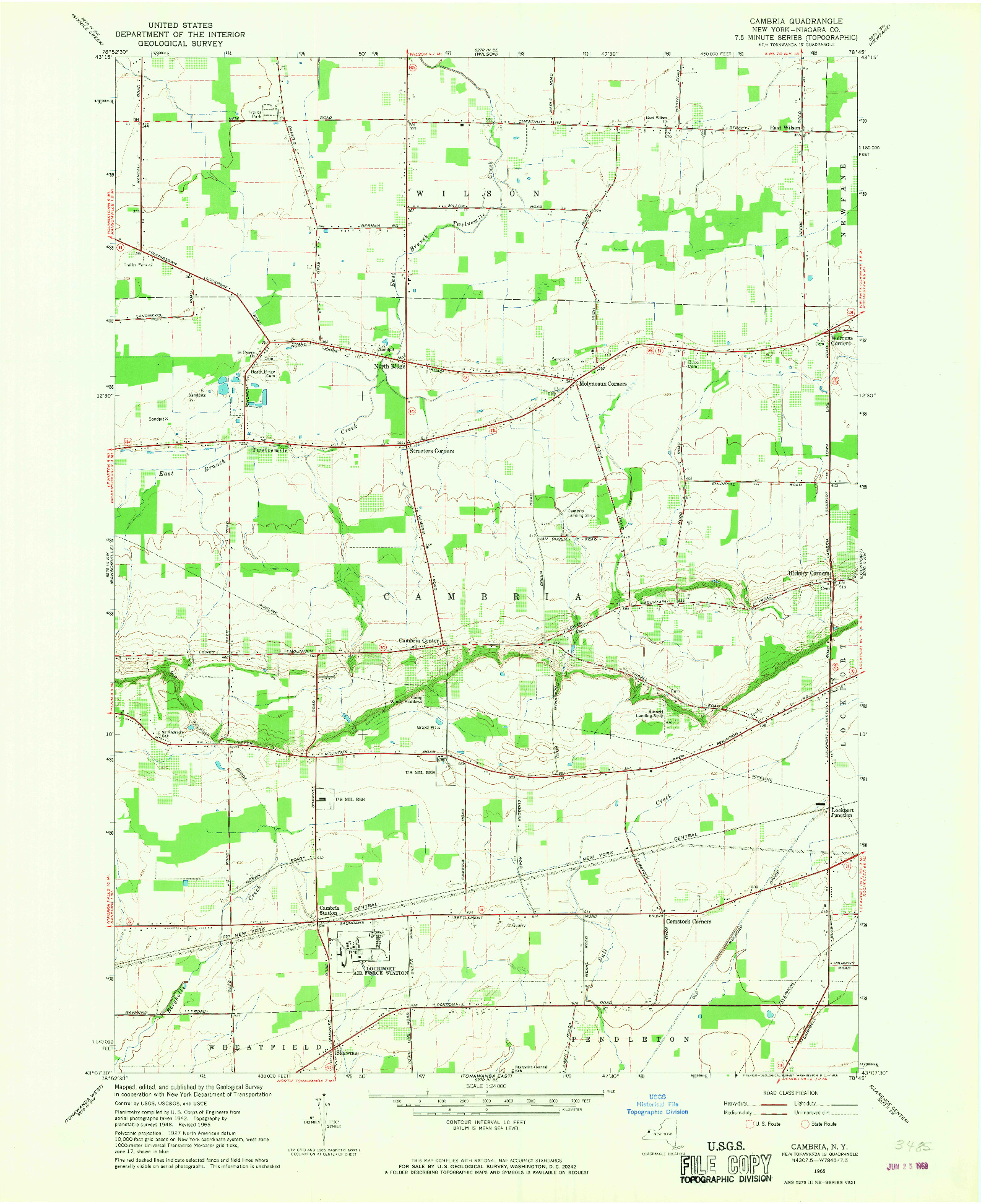 USGS 1:24000-SCALE QUADRANGLE FOR CAMBRIA, NY 1965