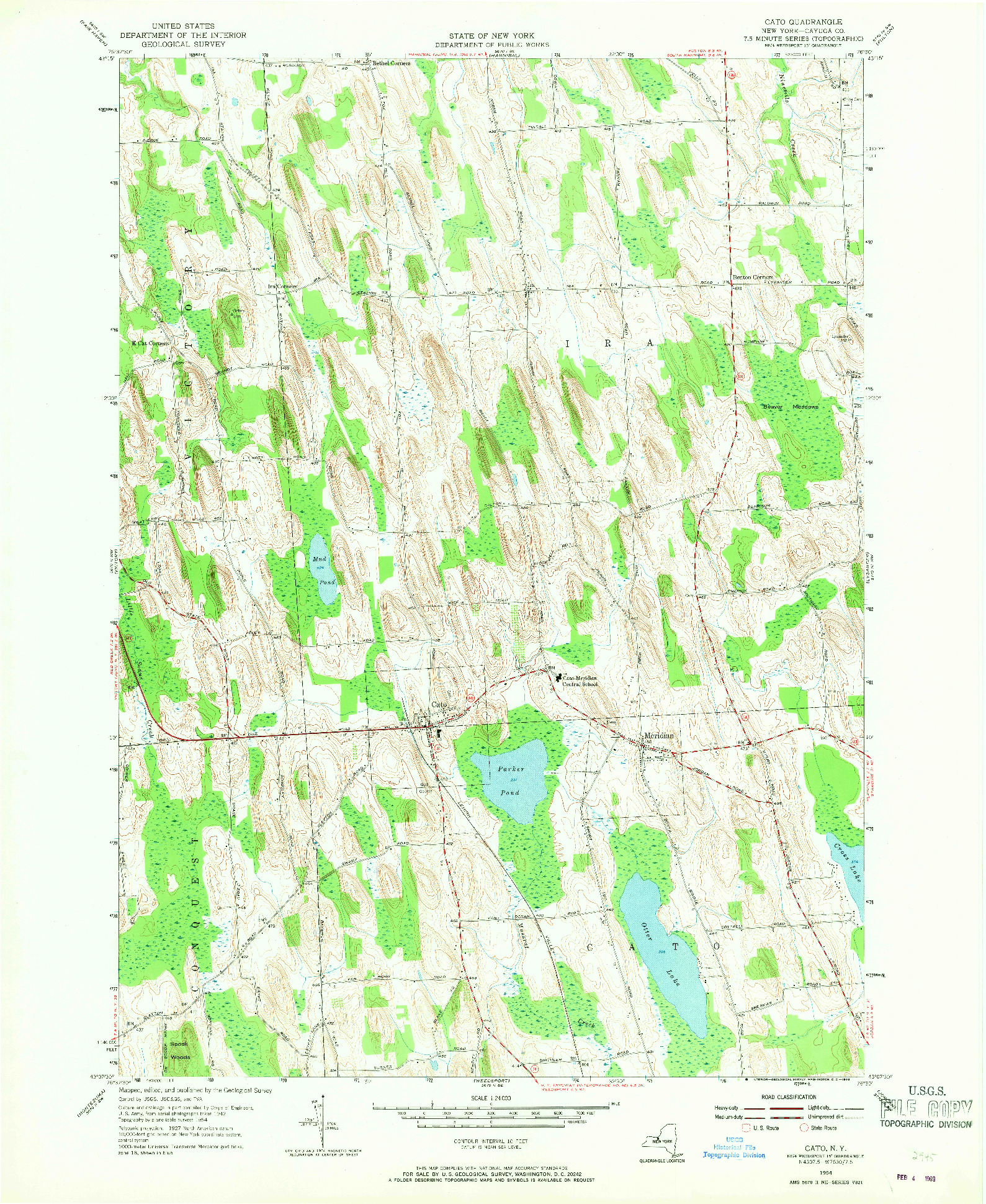 USGS 1:24000-SCALE QUADRANGLE FOR CATO, NY 1954