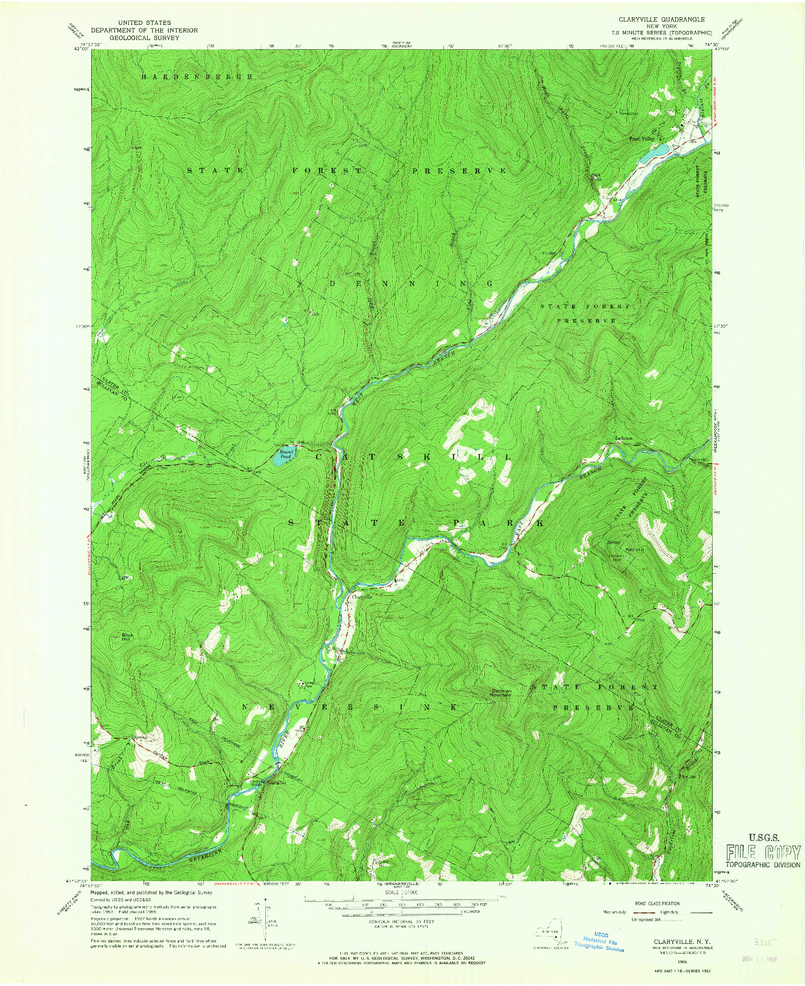 USGS 1:24000-SCALE QUADRANGLE FOR CLARYVILLE, NY 1966