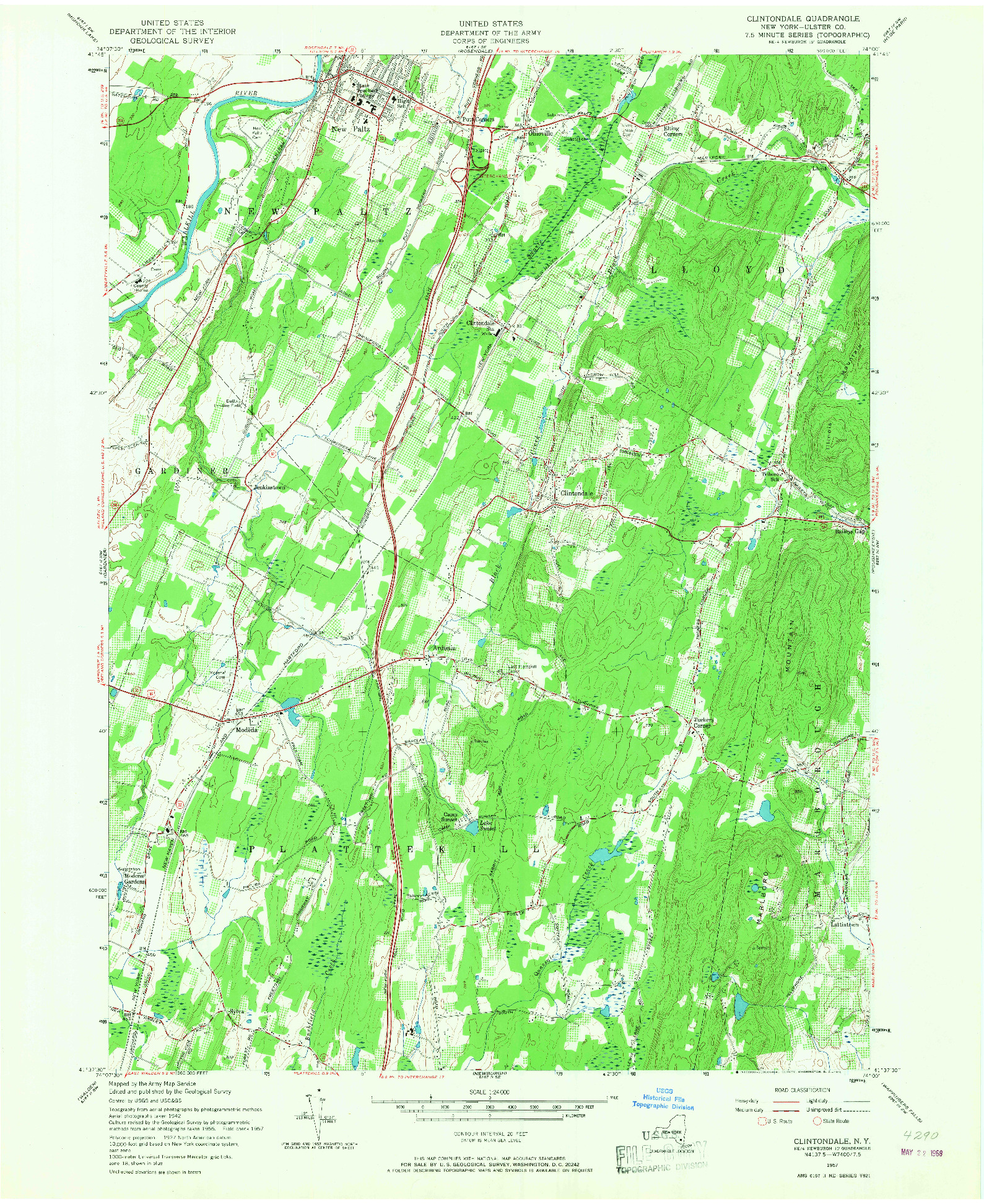 USGS 1:24000-SCALE QUADRANGLE FOR CLINTONDALE, NY 1957