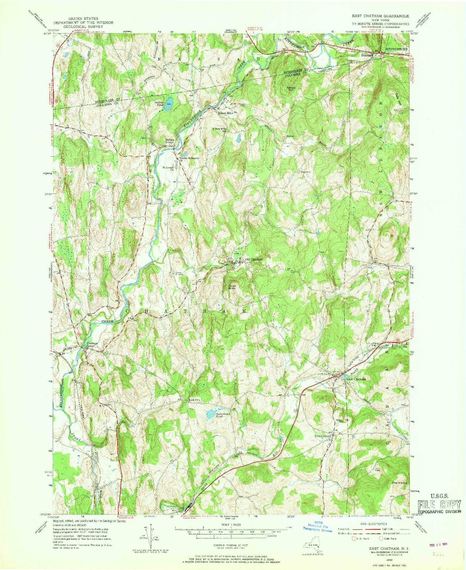 USGS 1:24000-SCALE QUADRANGLE FOR EAST CHATHAM, NY 1953