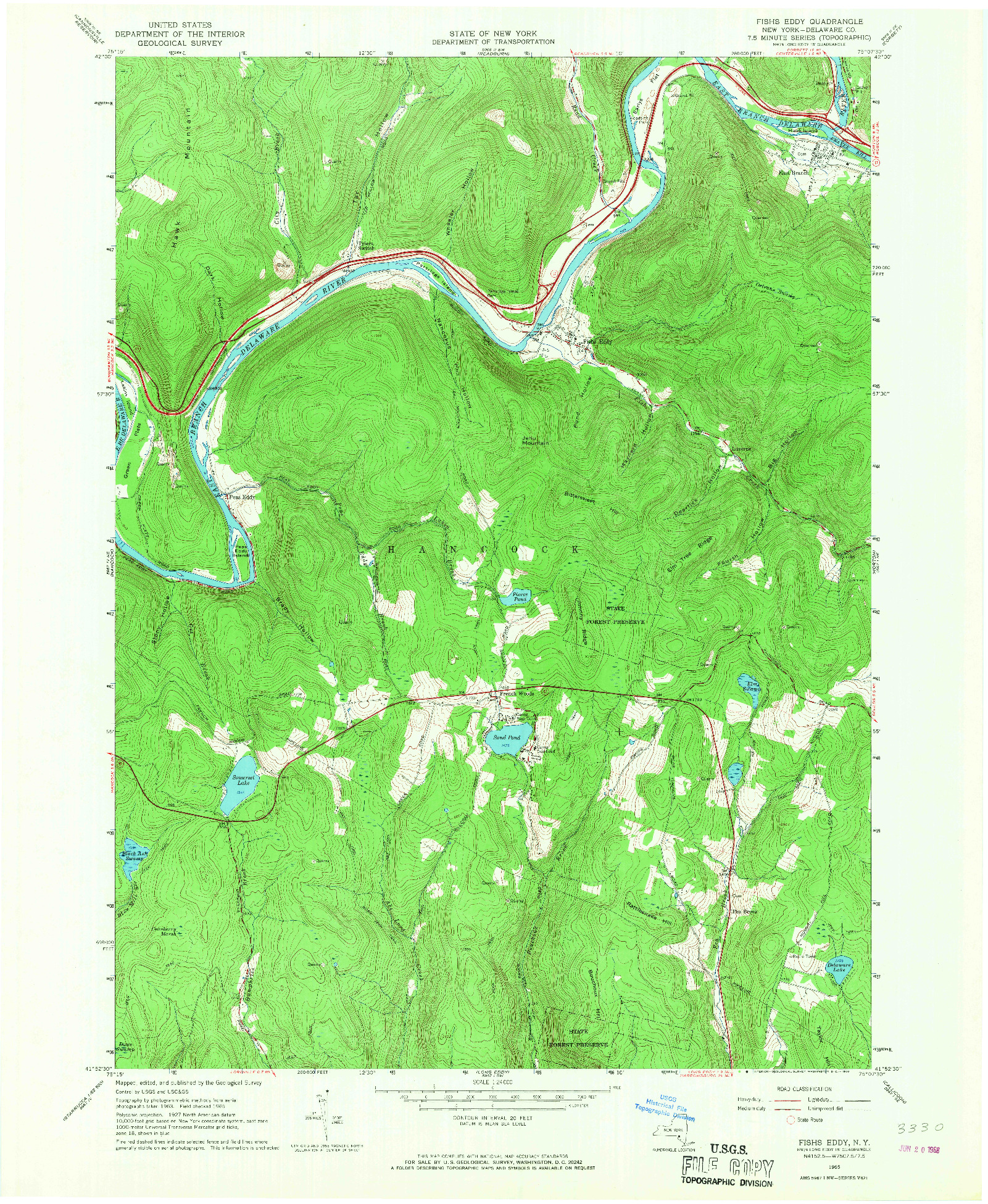 USGS 1:24000-SCALE QUADRANGLE FOR FISHS EDDY, NY 1965