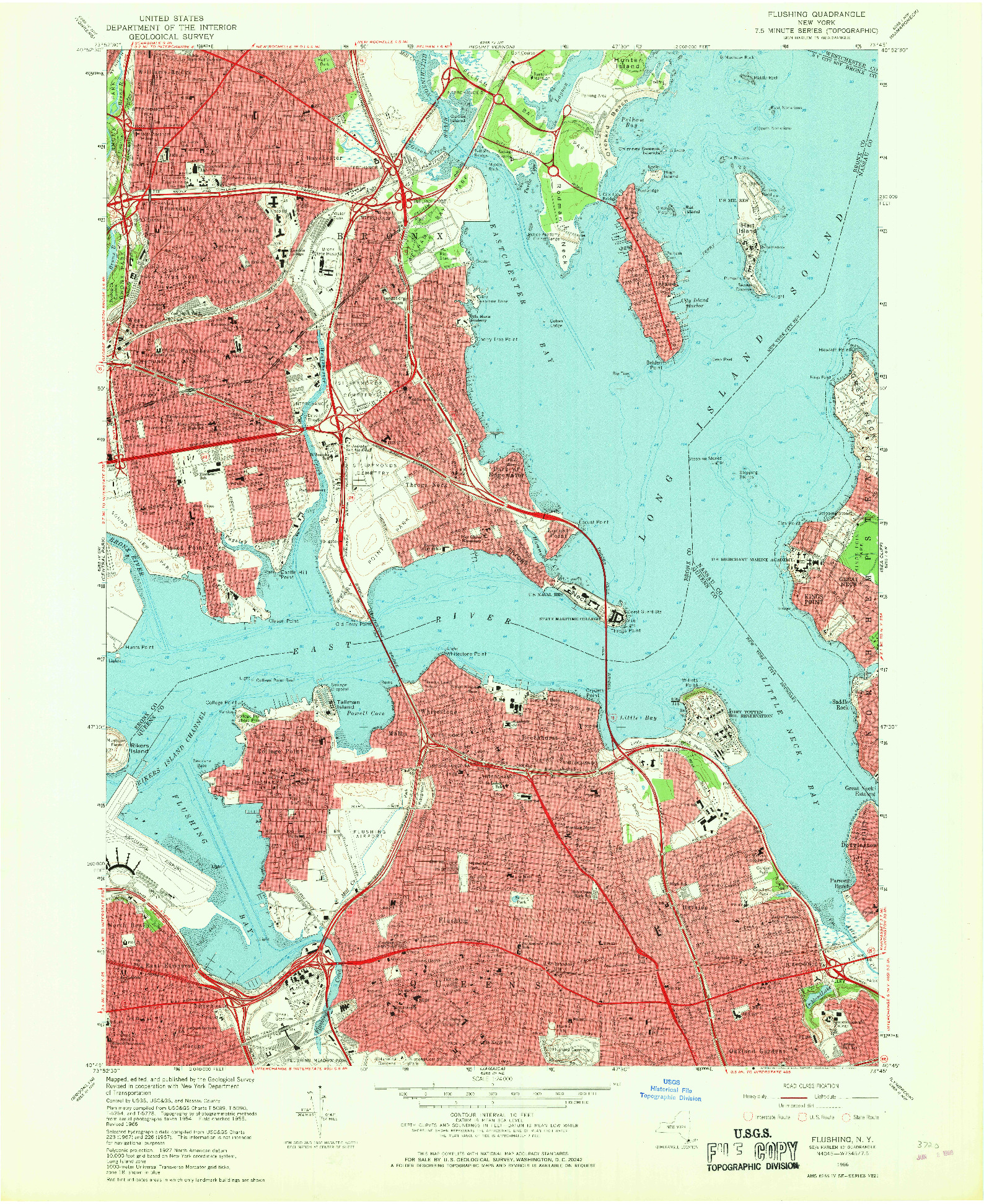 USGS 1:24000-SCALE QUADRANGLE FOR FLUSHING, NY 1966