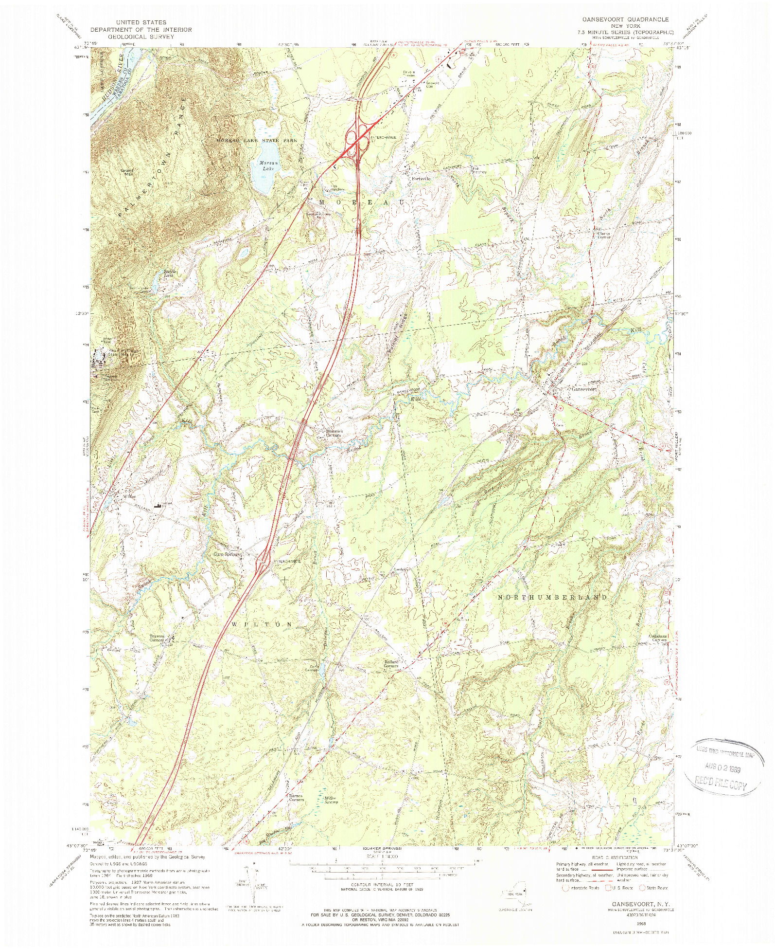 USGS 1:24000-SCALE QUADRANGLE FOR GANSEVOORT, NY 1968