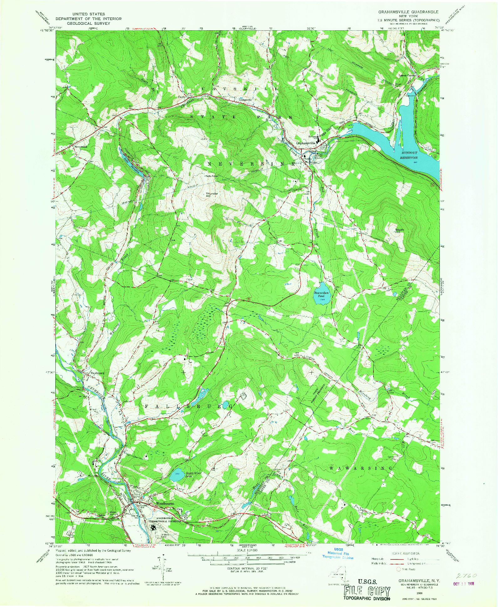 USGS 1:24000-SCALE QUADRANGLE FOR GRAHAMSVILLE, NY 1966
