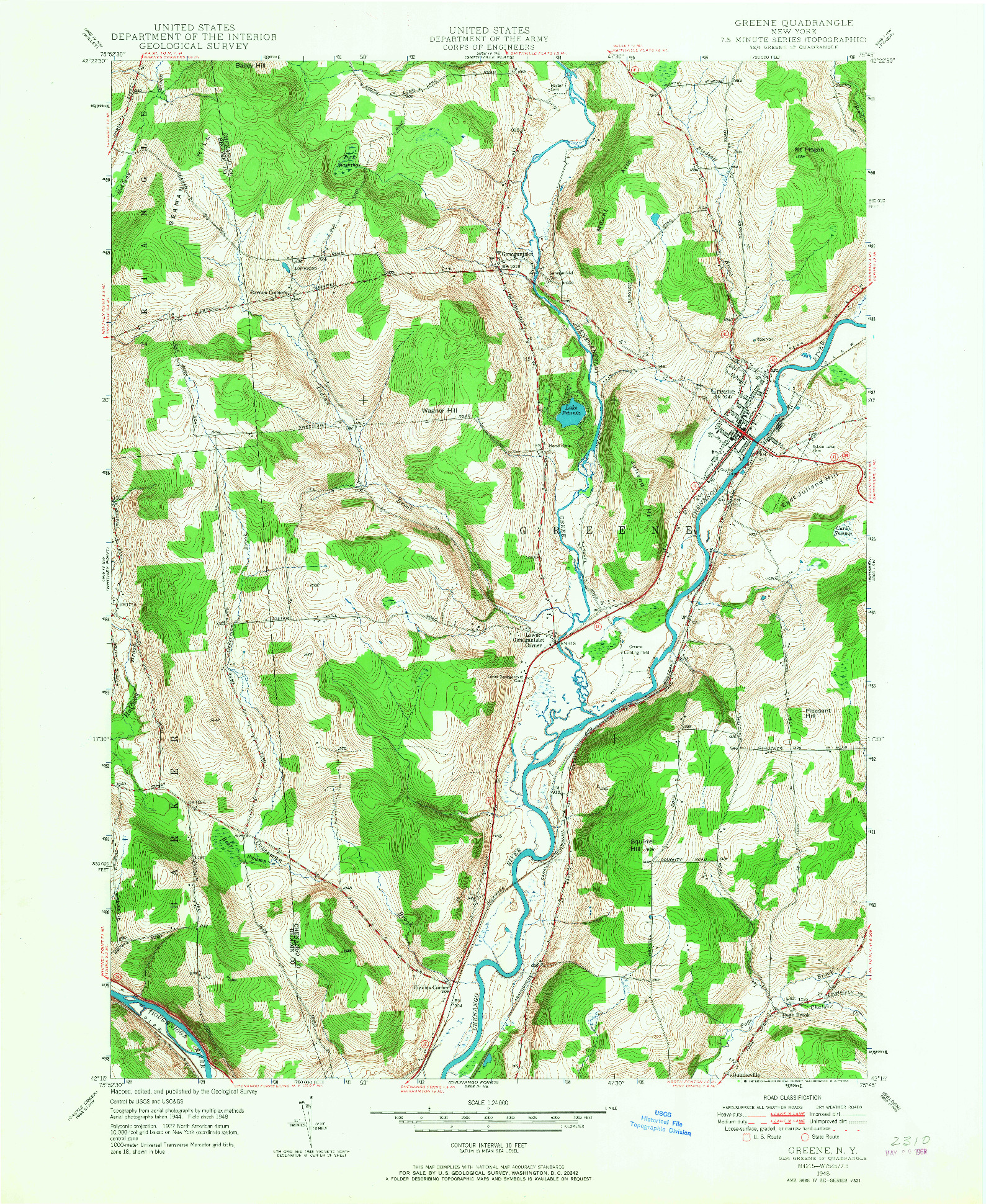 USGS 1:24000-SCALE QUADRANGLE FOR GREENE, NY 1948