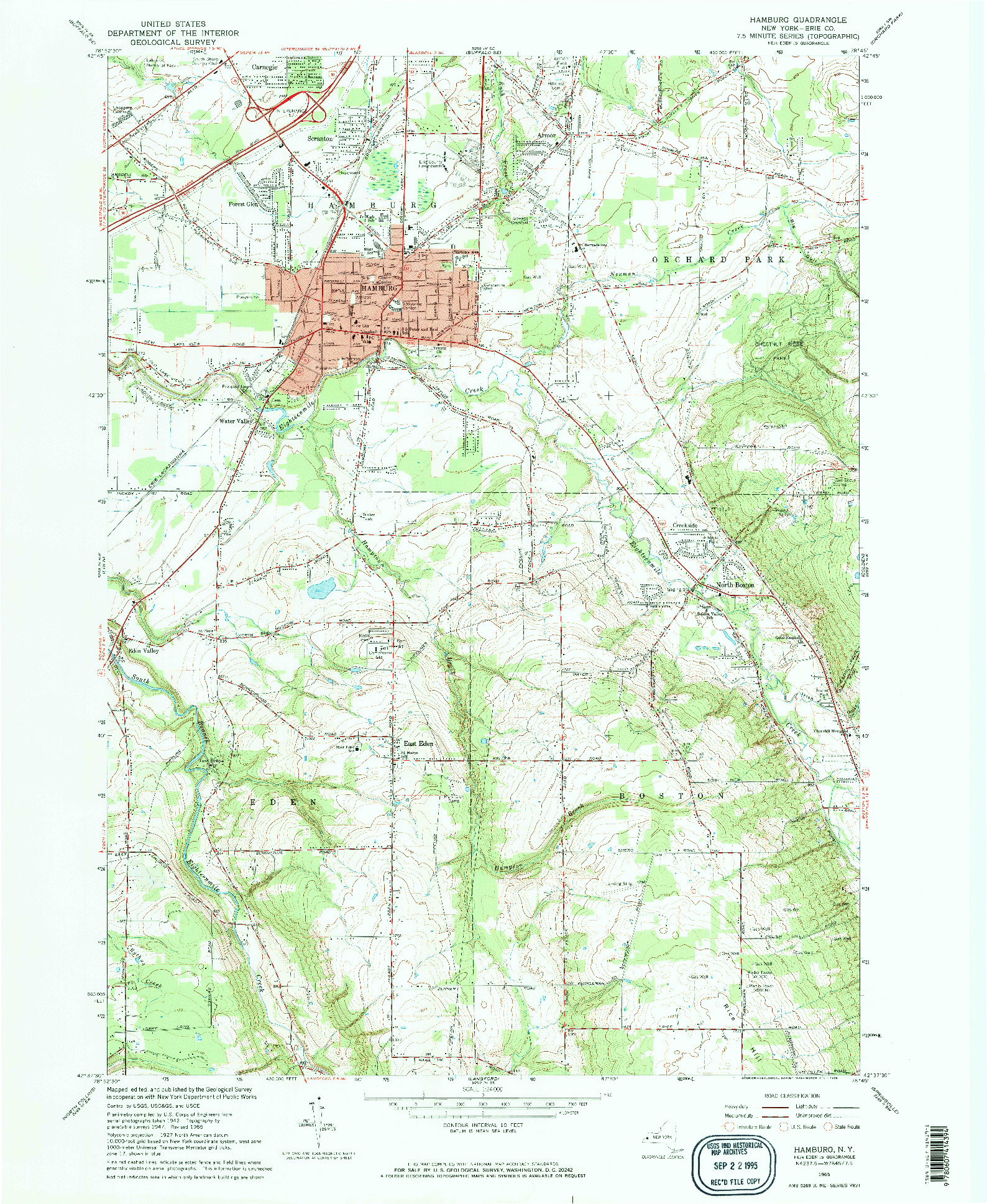 USGS 1:24000-SCALE QUADRANGLE FOR HAMBURG, NY 1965