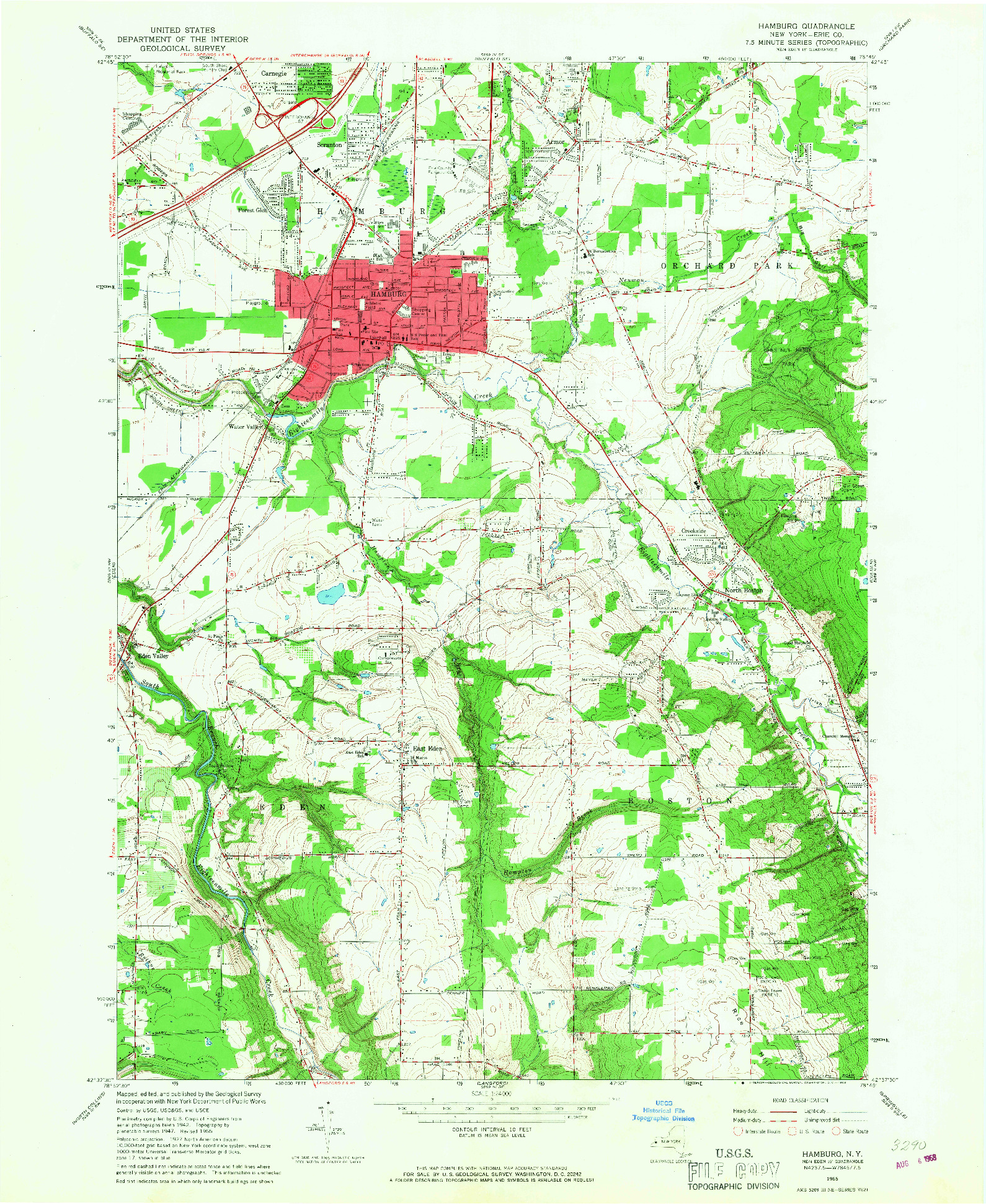 USGS 1:24000-SCALE QUADRANGLE FOR HAMBURG, NY 1965