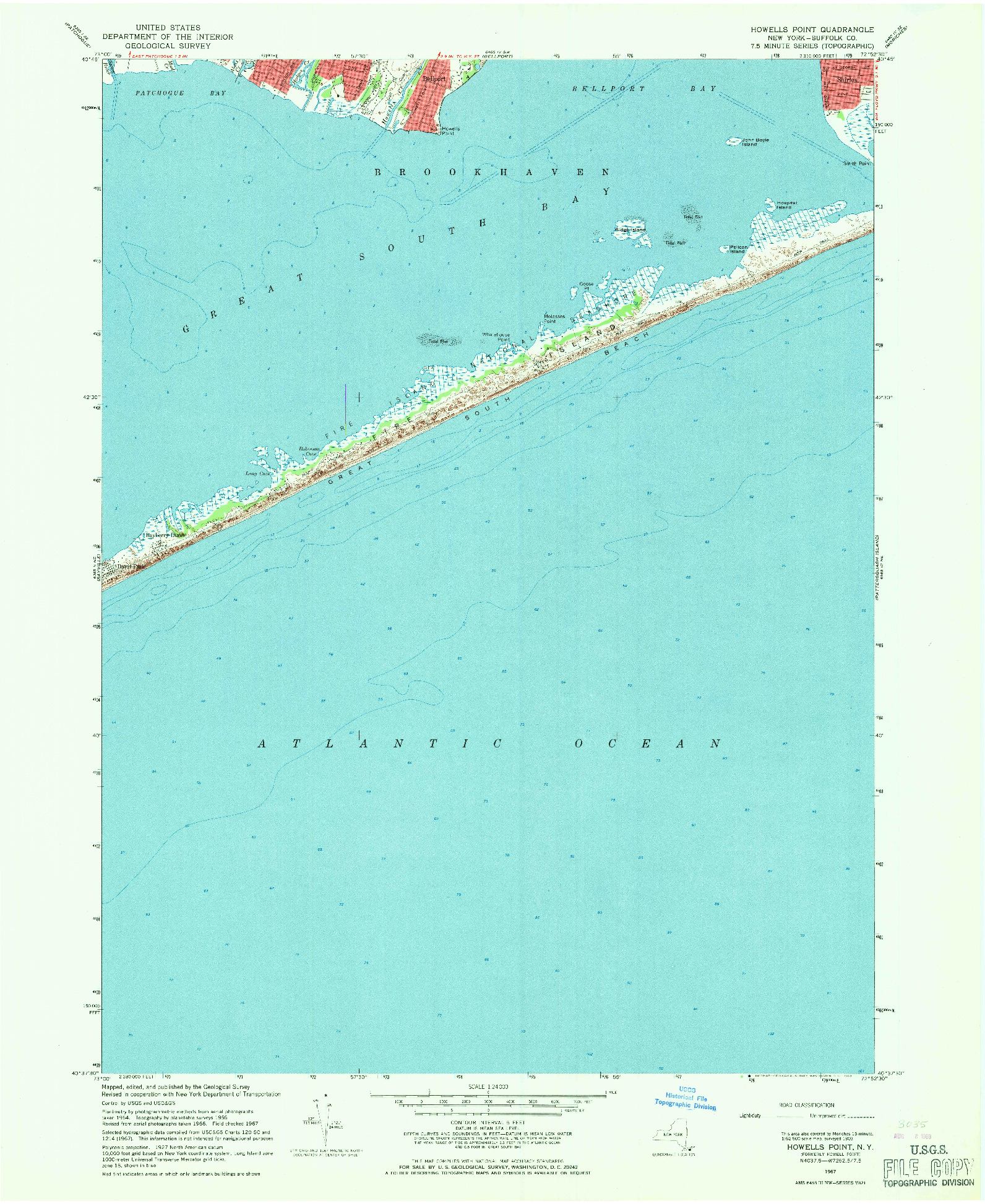 USGS 1:24000-SCALE QUADRANGLE FOR HOWELLS POINT, NY 1967