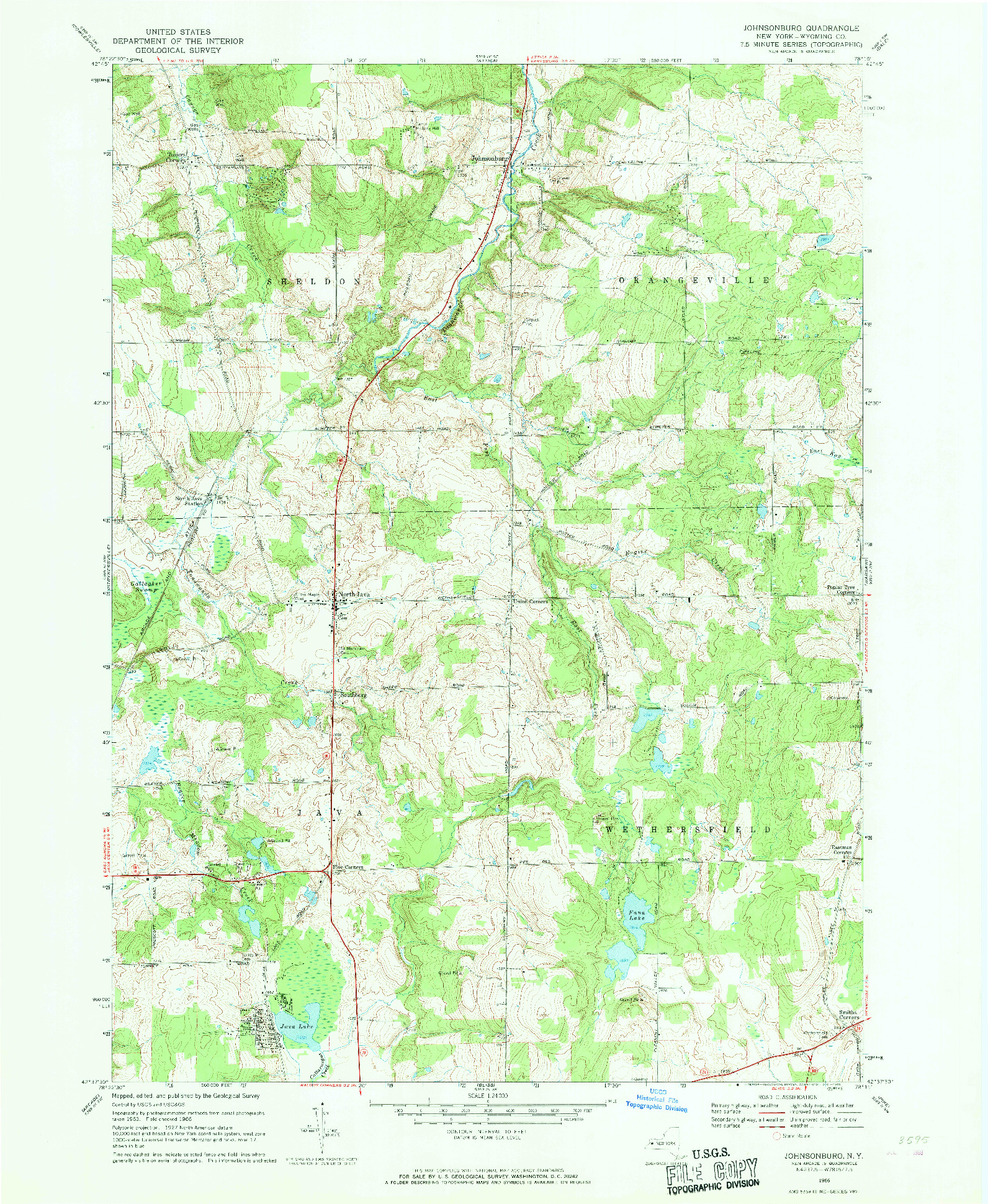USGS 1:24000-SCALE QUADRANGLE FOR JOHNSONBURG, NY 1966