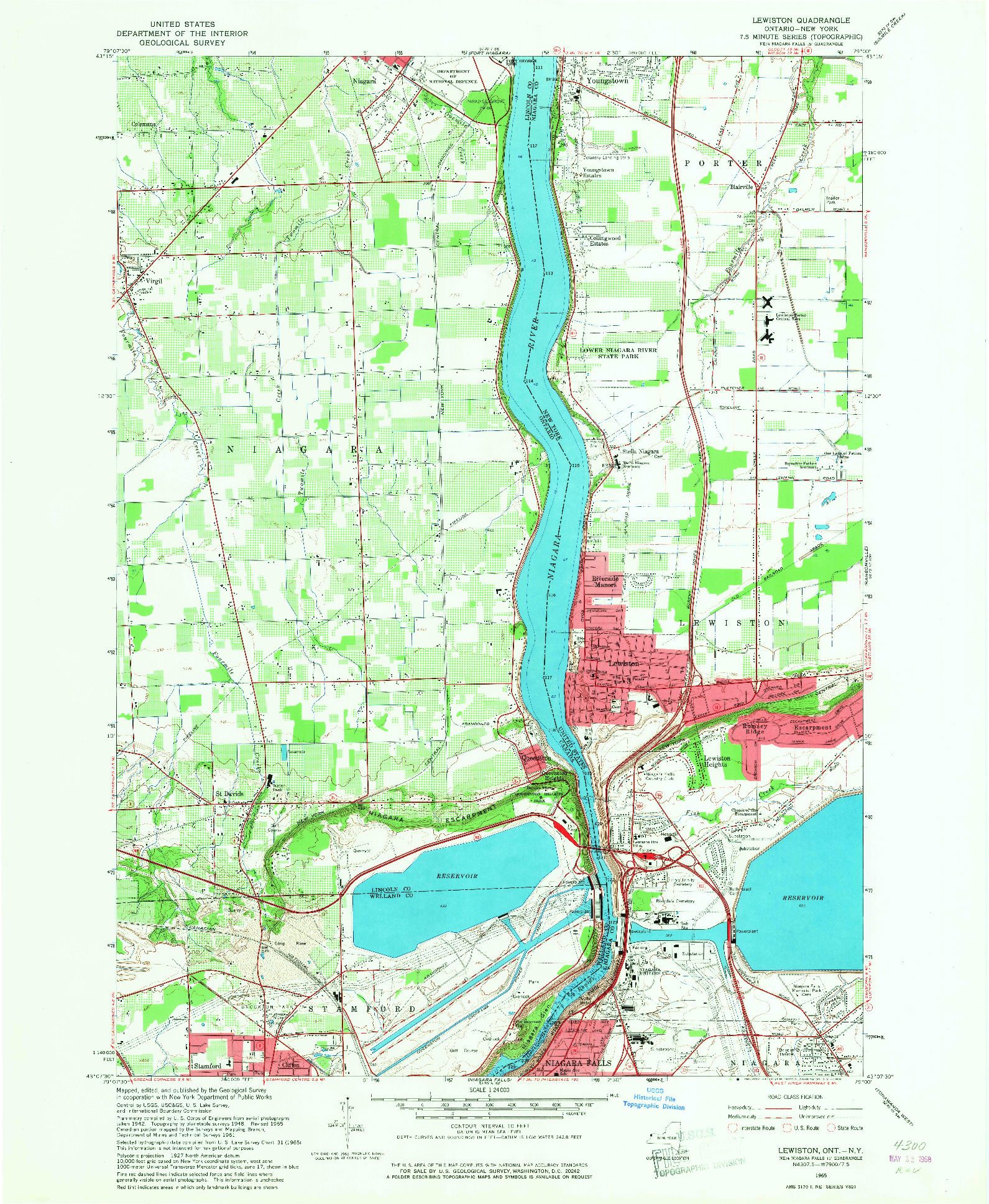 USGS 1:24000-SCALE QUADRANGLE FOR LEWISTON, NY 1965