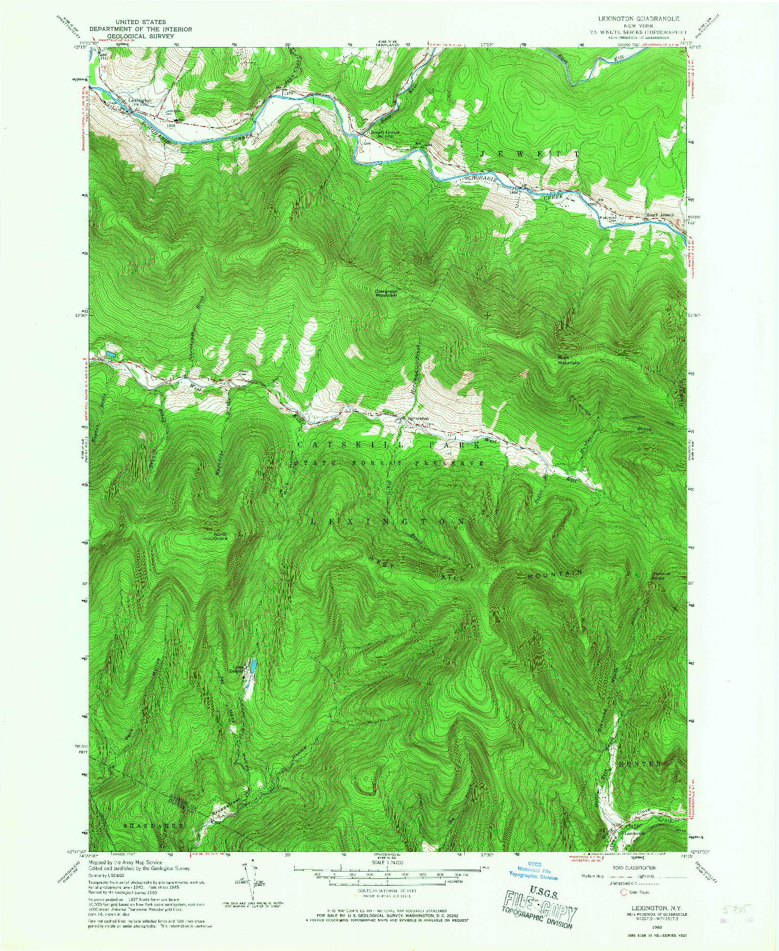 USGS 1:24000-SCALE QUADRANGLE FOR LEXINGTON, NY 1960