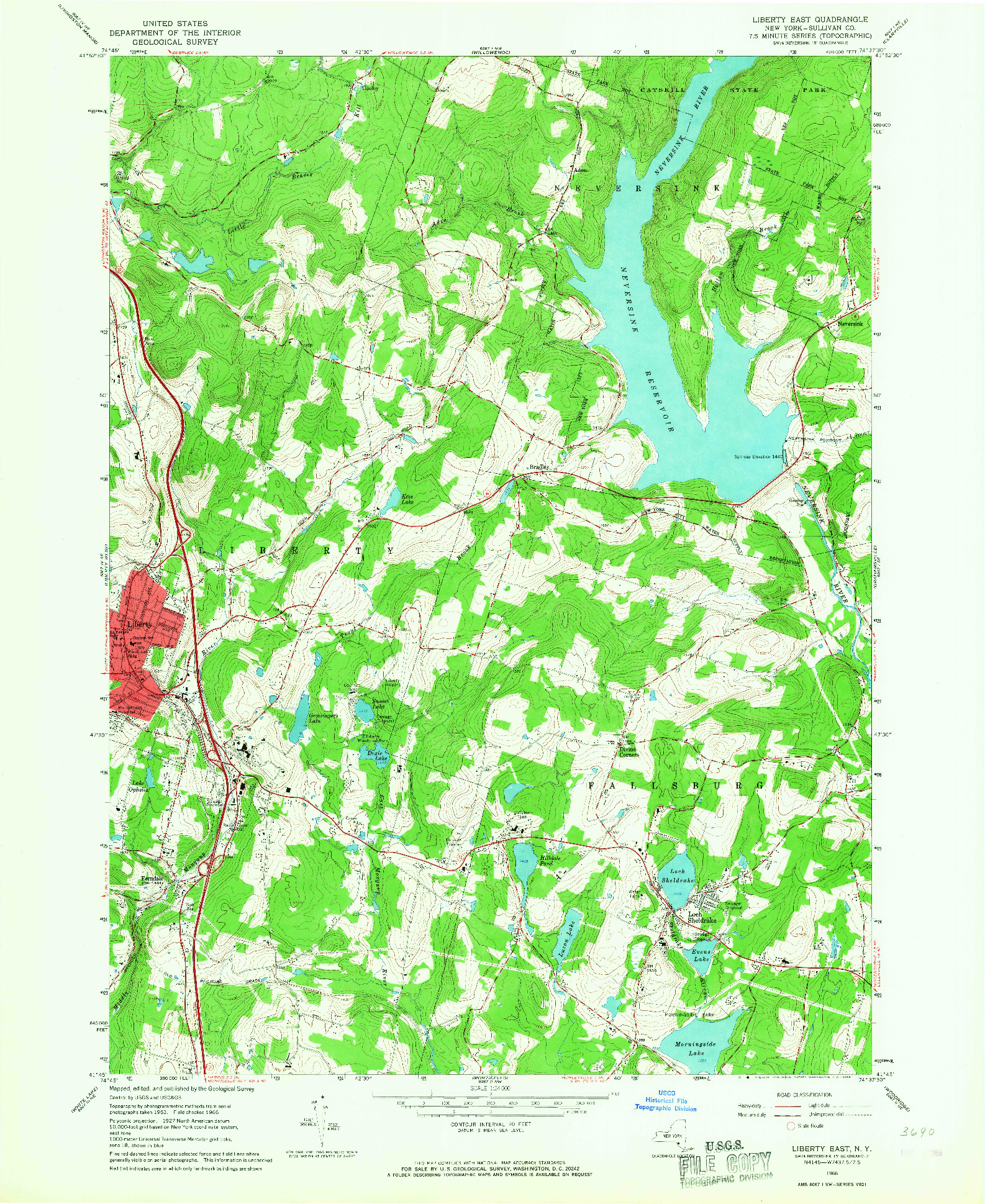 USGS 1:24000-SCALE QUADRANGLE FOR LIBERTY EAST, NY 1966