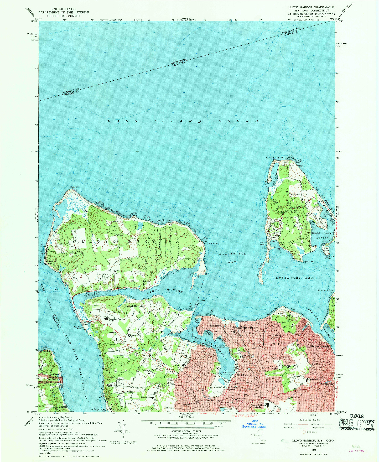 USGS 1:24000-SCALE QUADRANGLE FOR LLOYD HARBOR, NY 1967