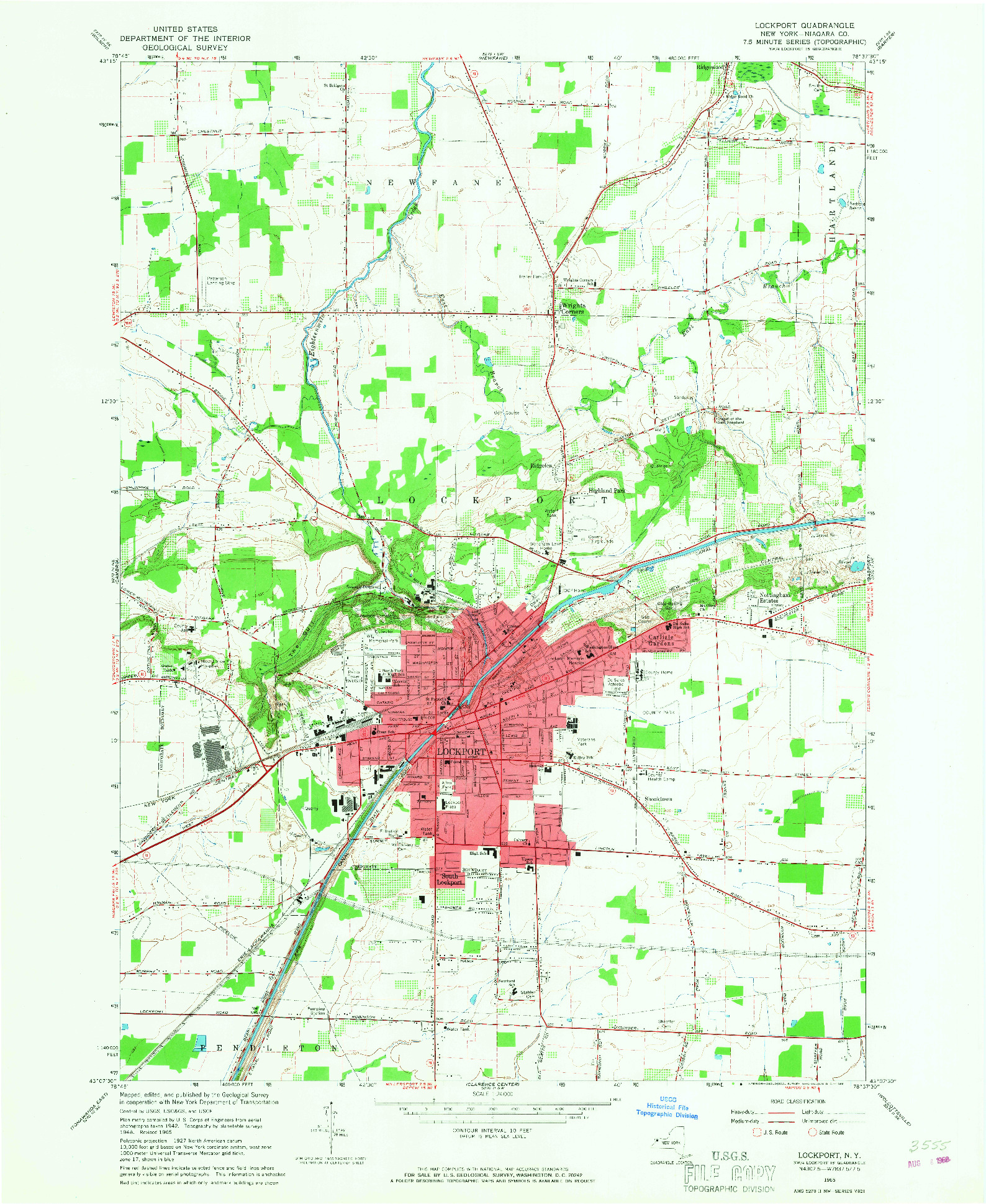 USGS 1:24000-SCALE QUADRANGLE FOR LOCKPORT, NY 1965