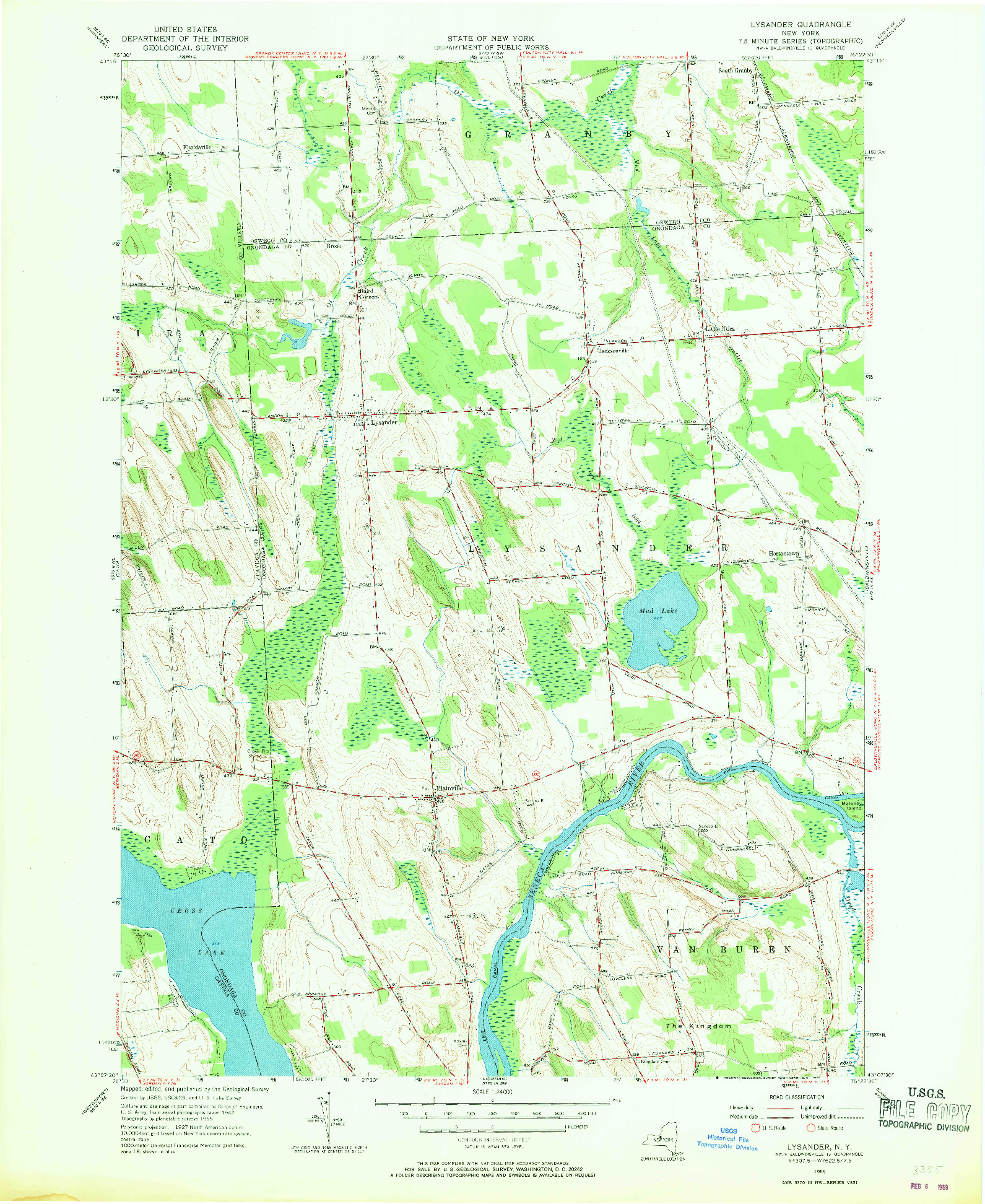 USGS 1:24000-SCALE QUADRANGLE FOR LYSANDER, NY 1955