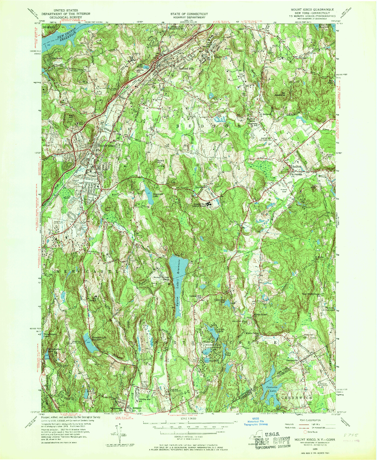 USGS 1:24000-SCALE QUADRANGLE FOR MOUNT KISCO, NY 1955