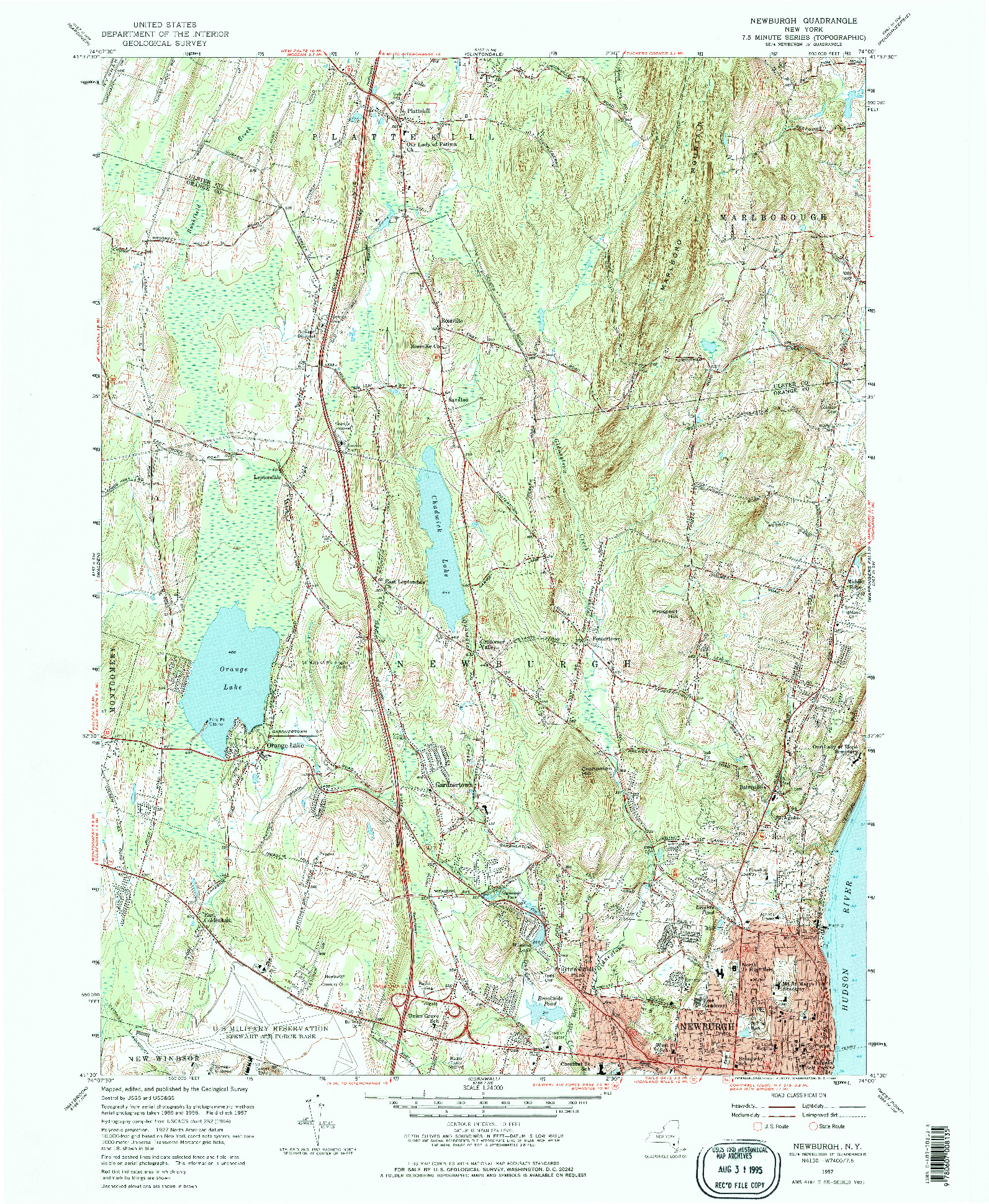 USGS 1:24000-SCALE QUADRANGLE FOR NEWBURGH, NY 1957